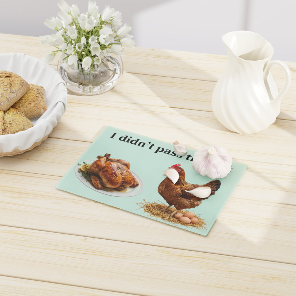Funny 'I Didn't Pass the Test' Chicken Cutting Board – Humorous Kitchen Gift