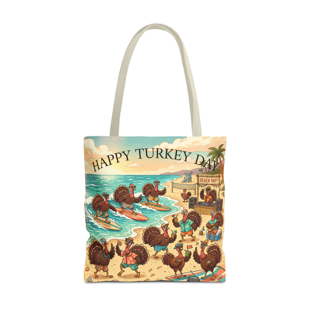 Turkeys Beach Tote Bag – Funny Thanksgiving Summer Beach Tote