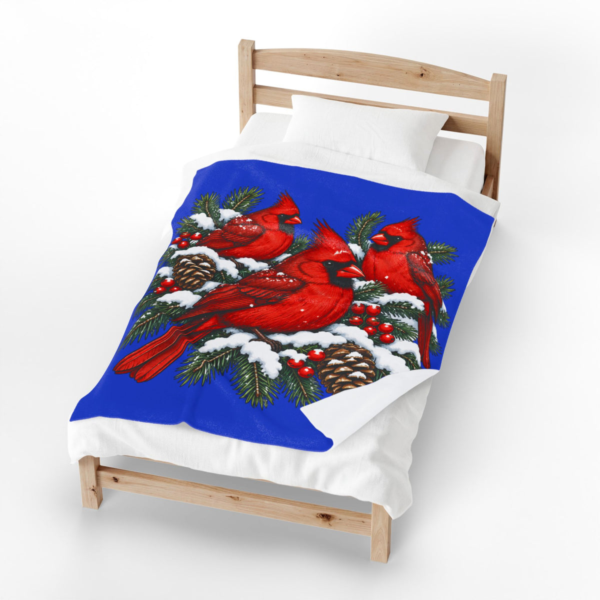 Cardinal Christmas Velveteen Plush Blanket