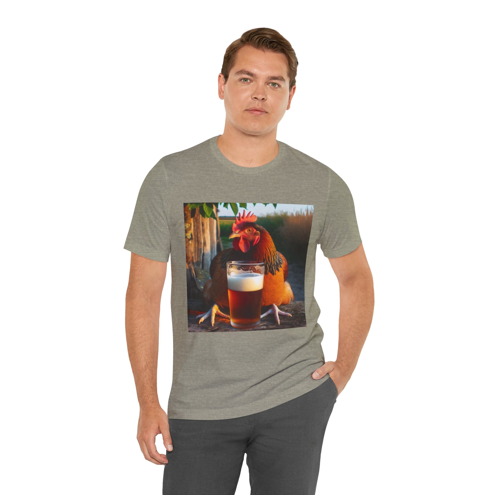 Funny Rooster with Beer Graphic Unisex T-Shirt