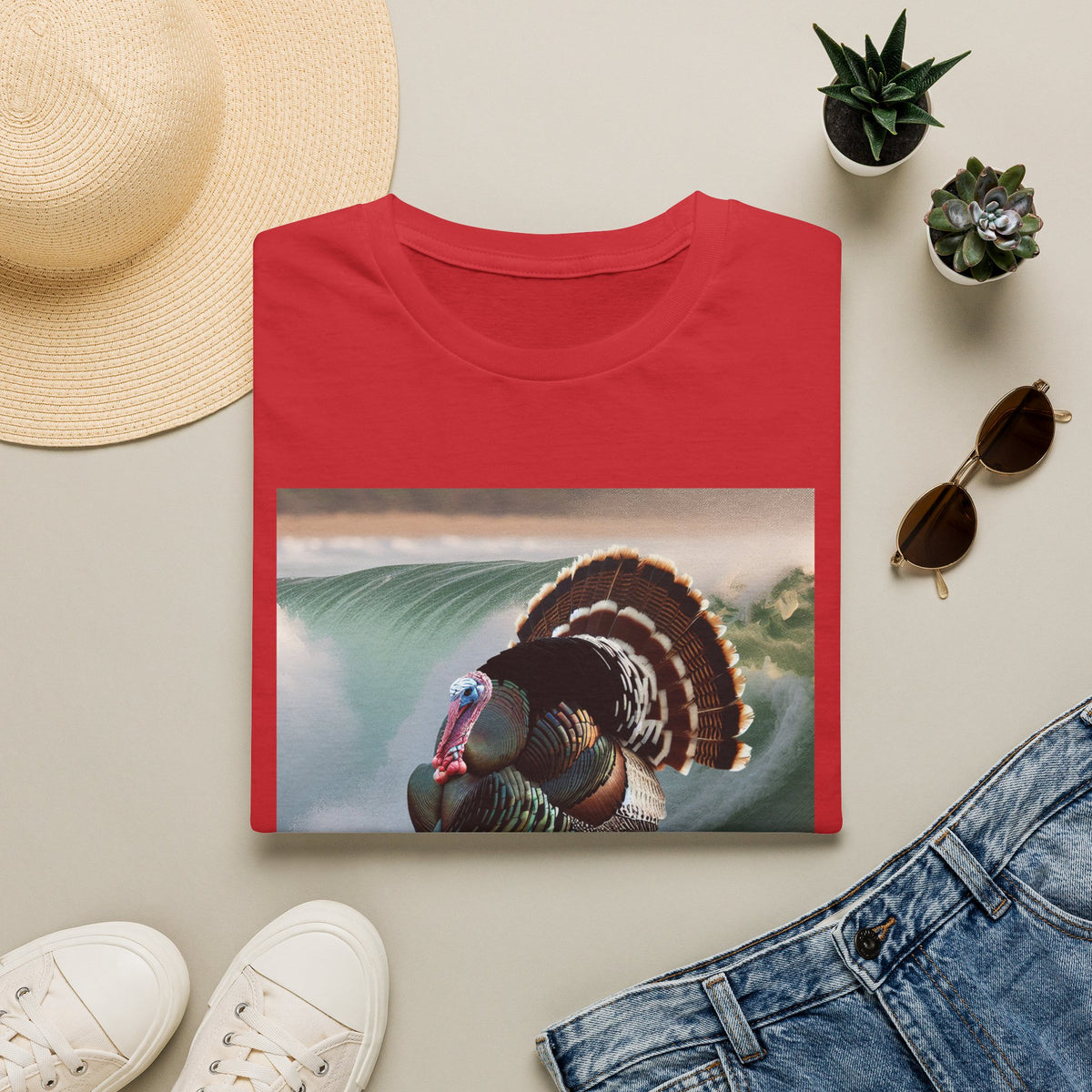 Surfing Turkey T-Shirt — Funny Thanksgiving Surfboard Graphic Tee