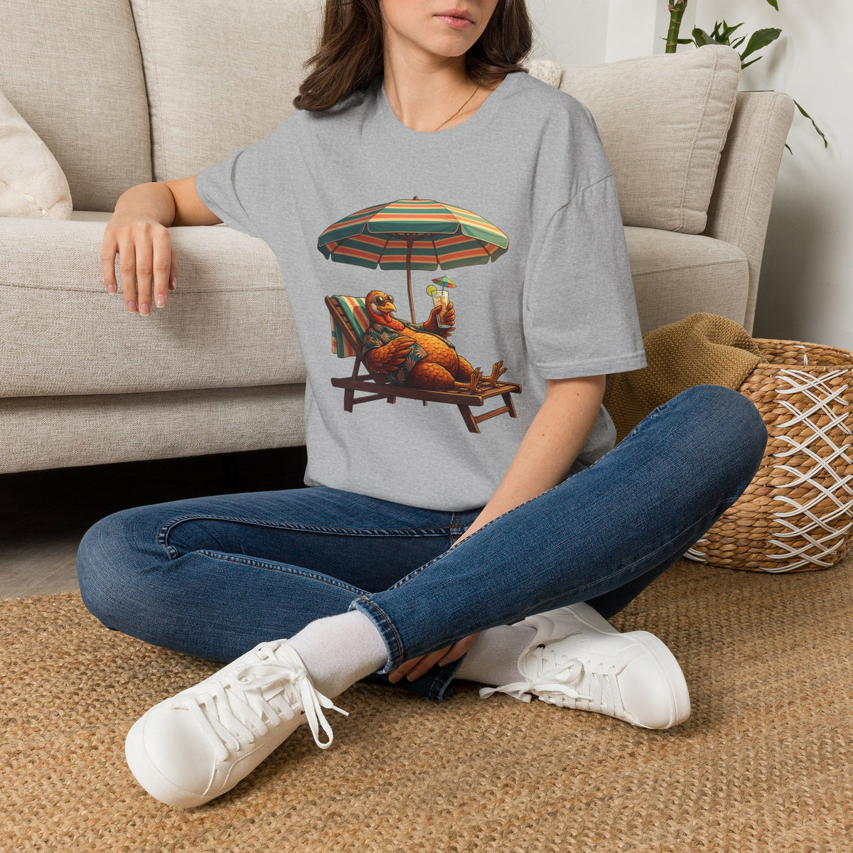 Beach Dog T‑Shirt — Relaxing Dachshund Under Umbrella Graphic Tee