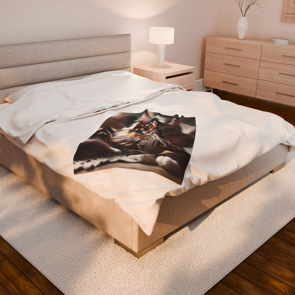 Velveteen Plush Blanket - Maine Coon Cat 2