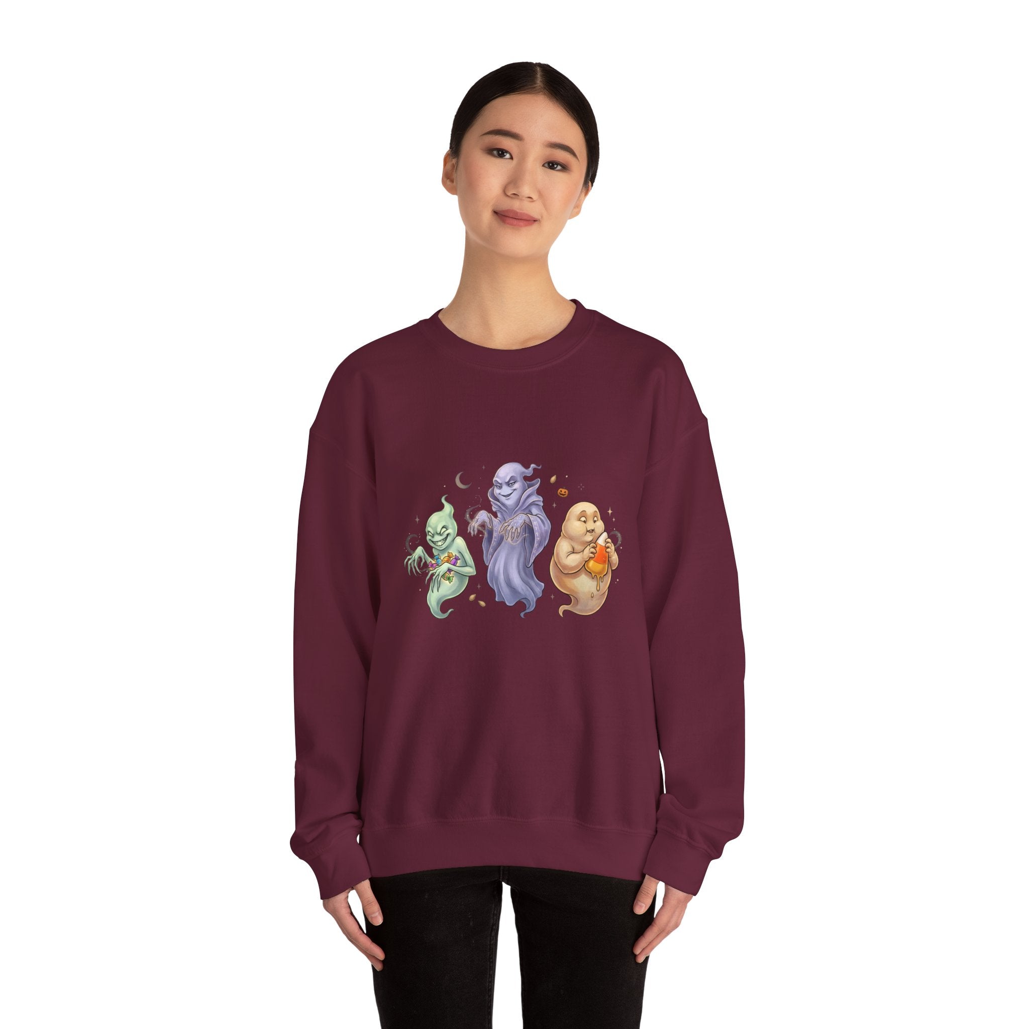 Three Quirky Ghosts Halloween Unisex Heavy Blend Crewneck Sweatshirt
