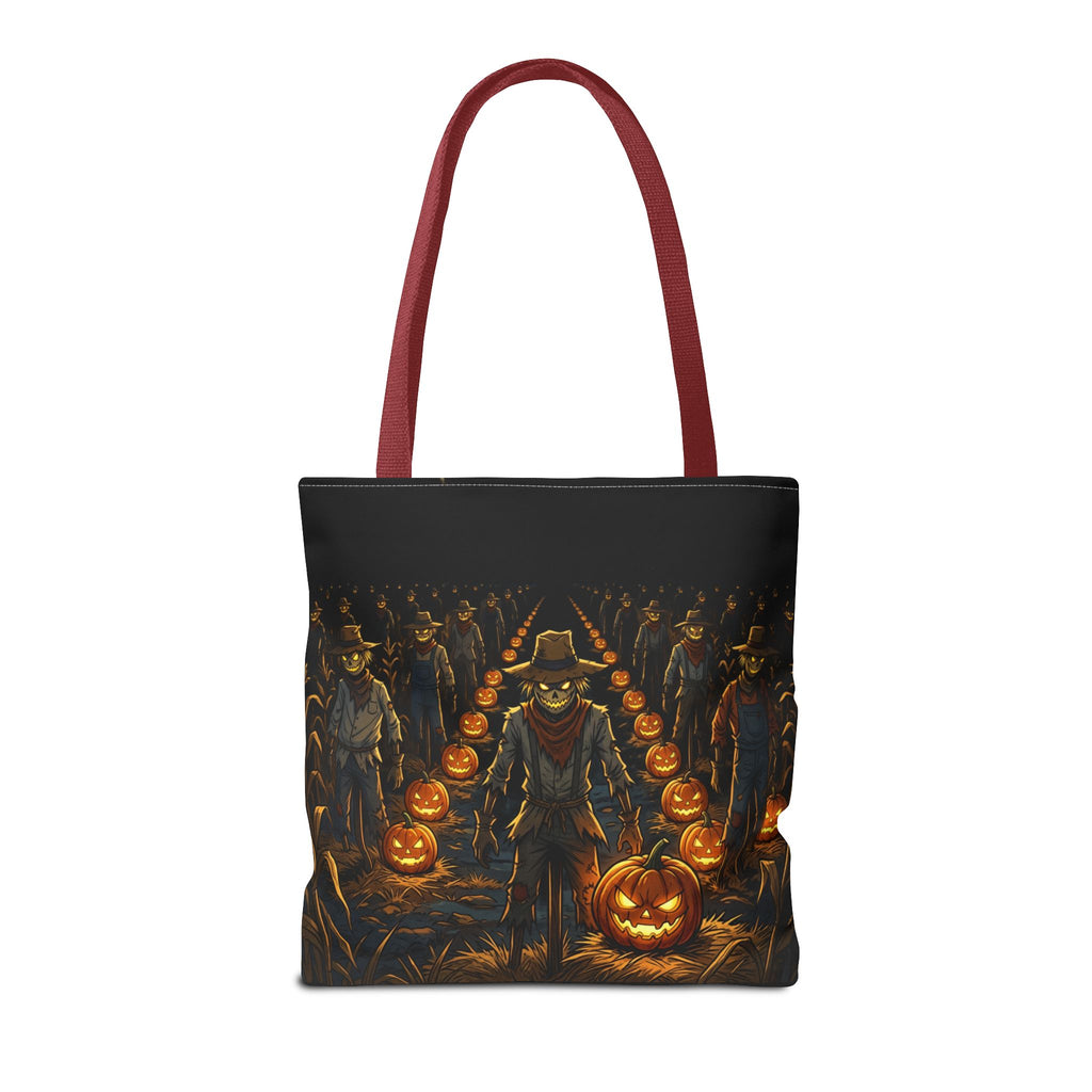 Halloween Scarecrow Parade Tote Bag – Spooky Pumpkin Field All-Over Print Tote