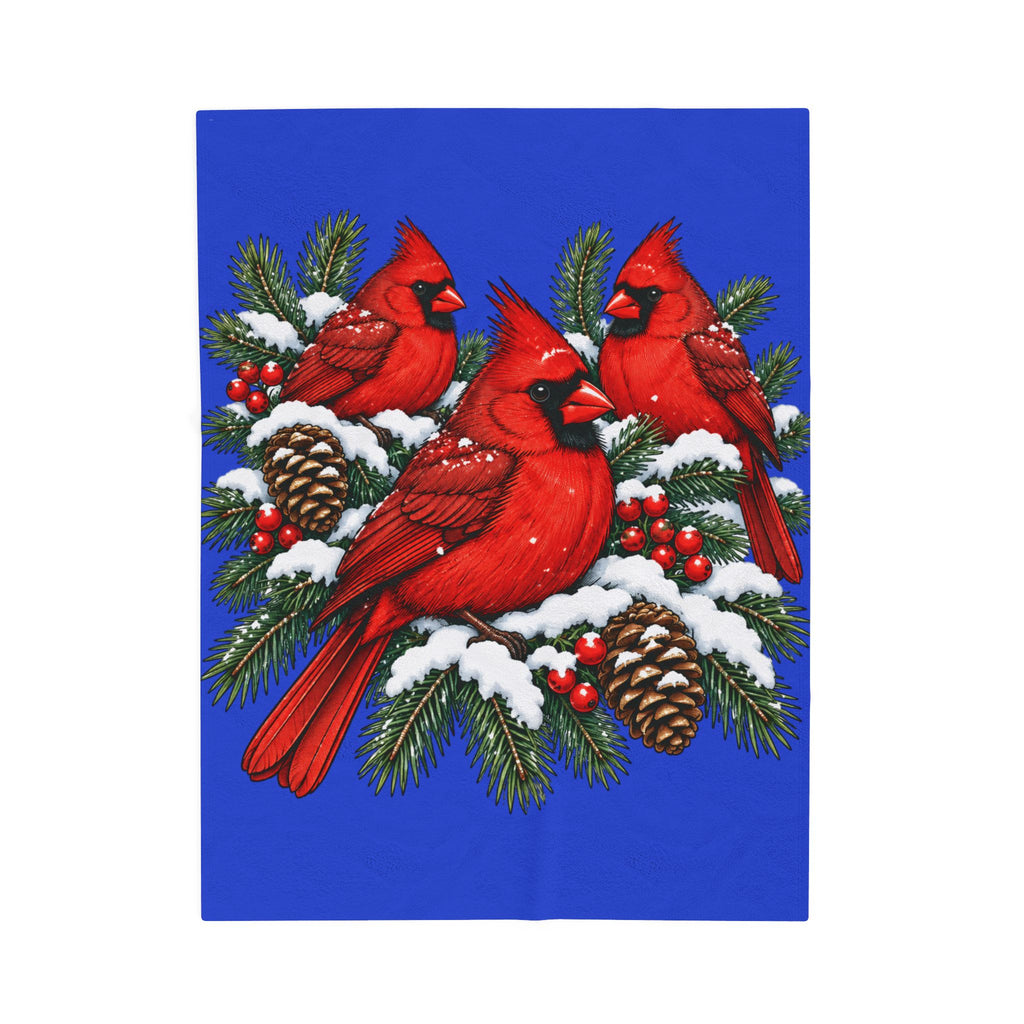 Cardinal Christmas Velveteen Plush Blanket