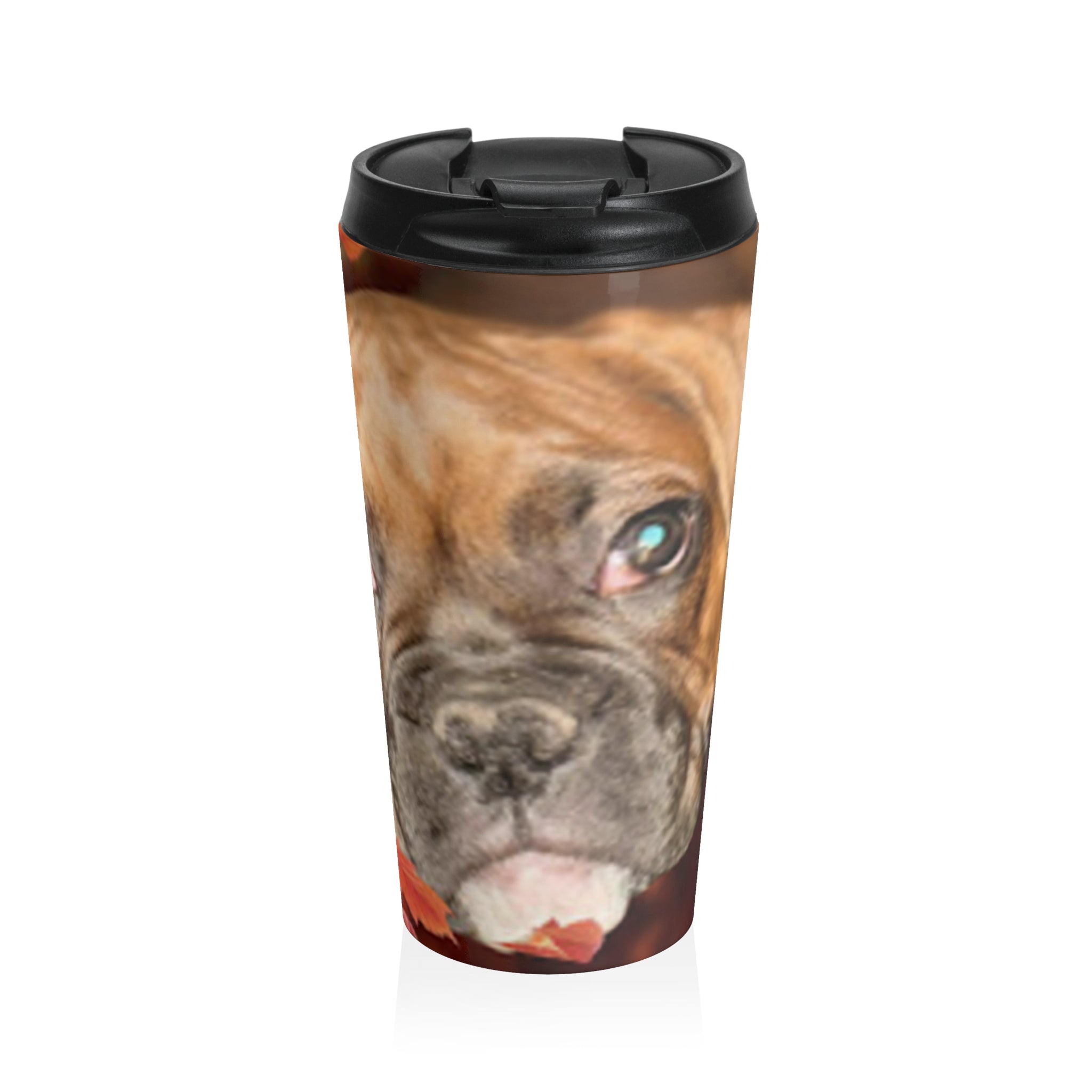 Boxer Pup Stainless Steel Travel Mug (15oz)