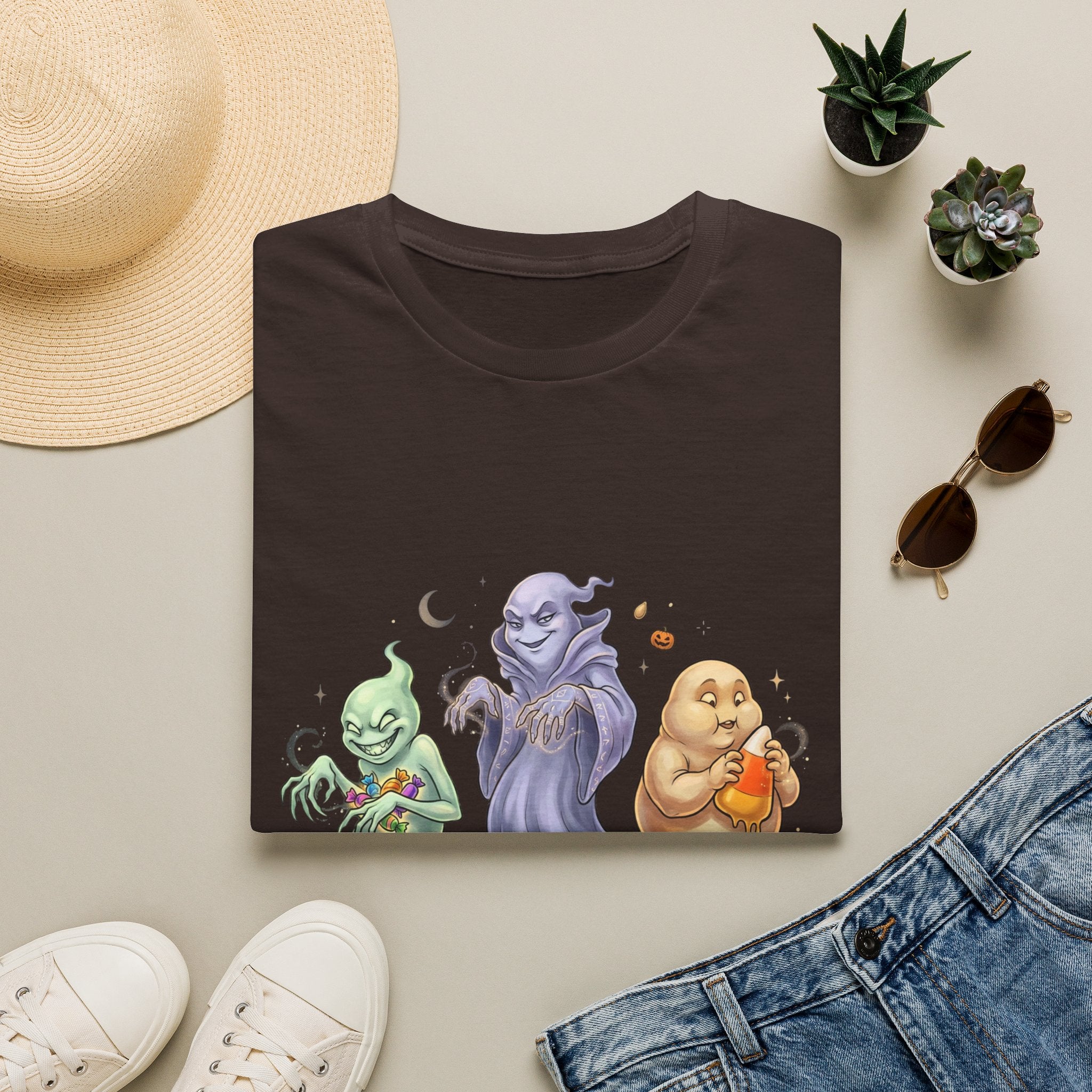 Three Quirky Ghosts Halloween Unisex Softstyle T-Shirt