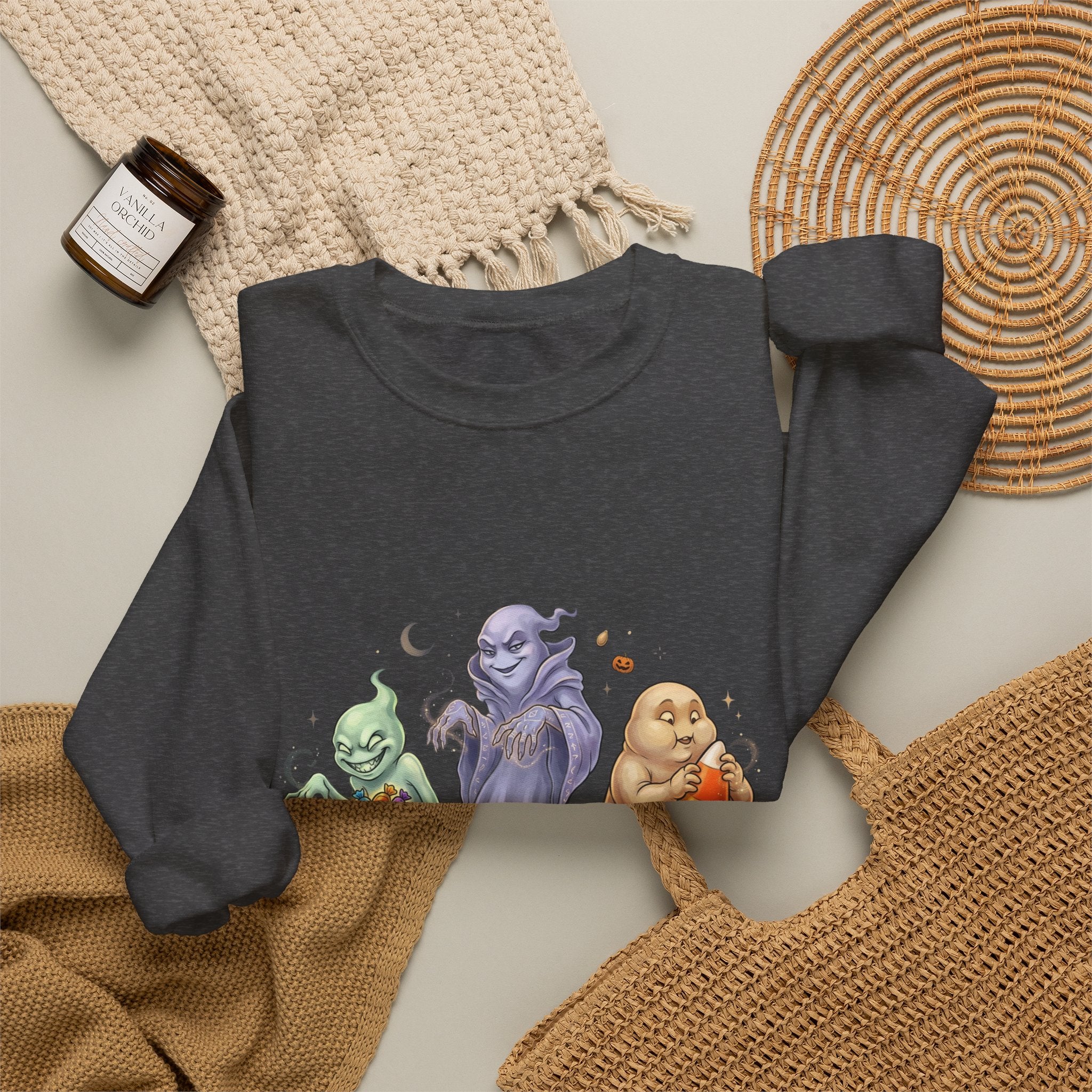 Three Quirky Ghosts Halloween Unisex Heavy Blend Crewneck Sweatshirt
