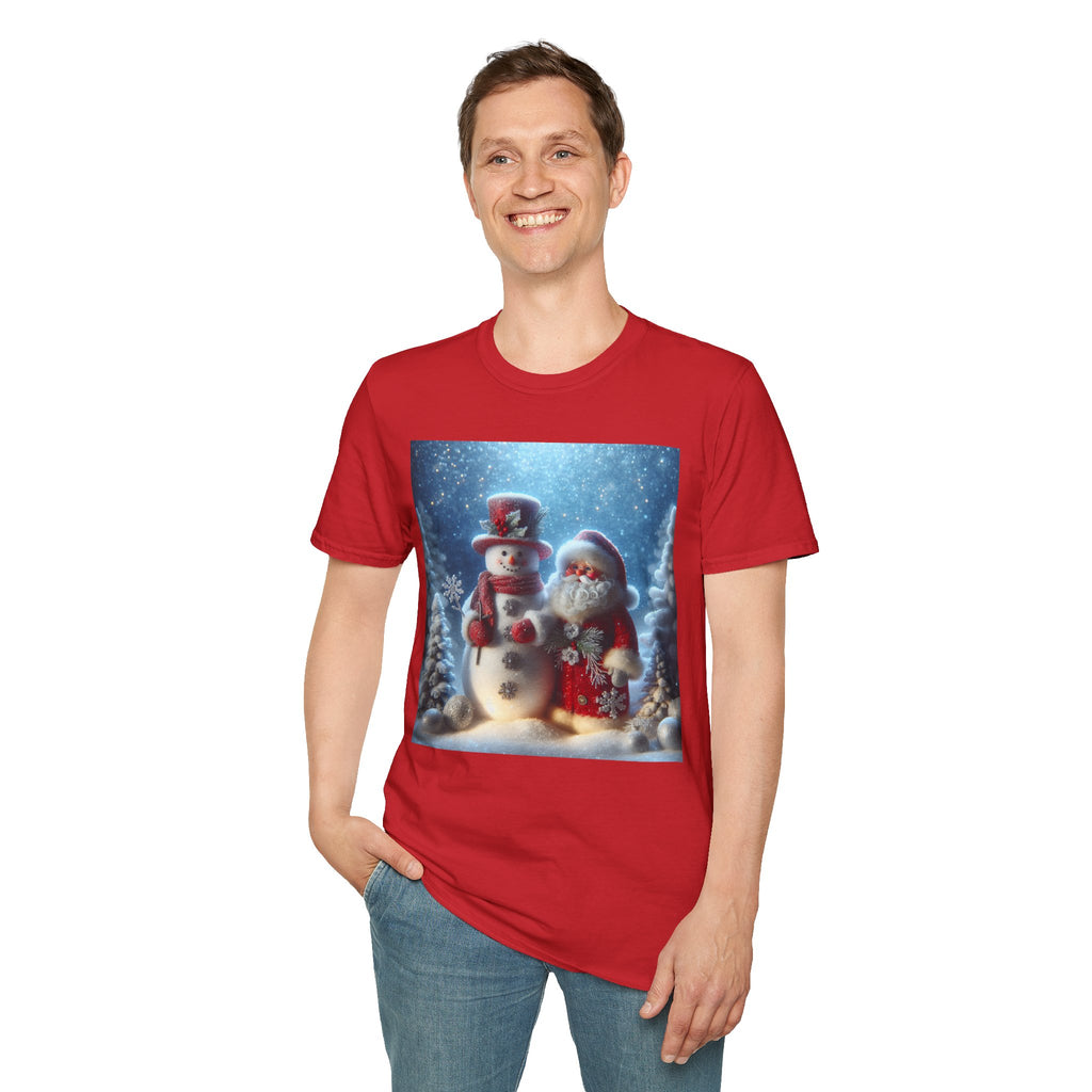 Christmas Santa & Snowman T-Shirt — Holiday Winter Scene Tee