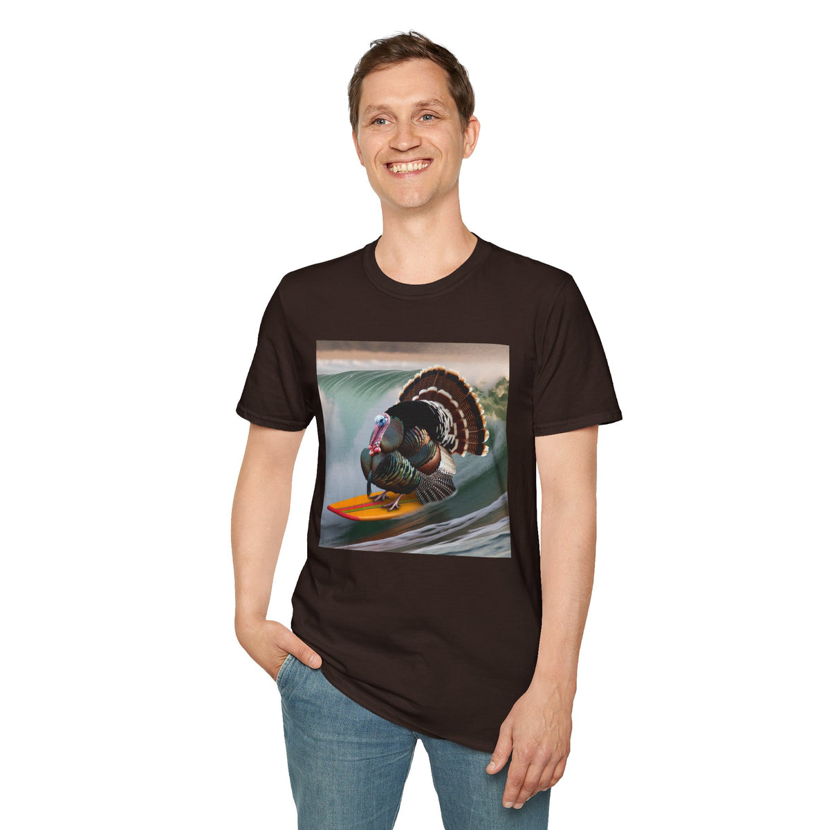 Surfing Turkey T-Shirt — Funny Thanksgiving Surfboard Graphic Tee