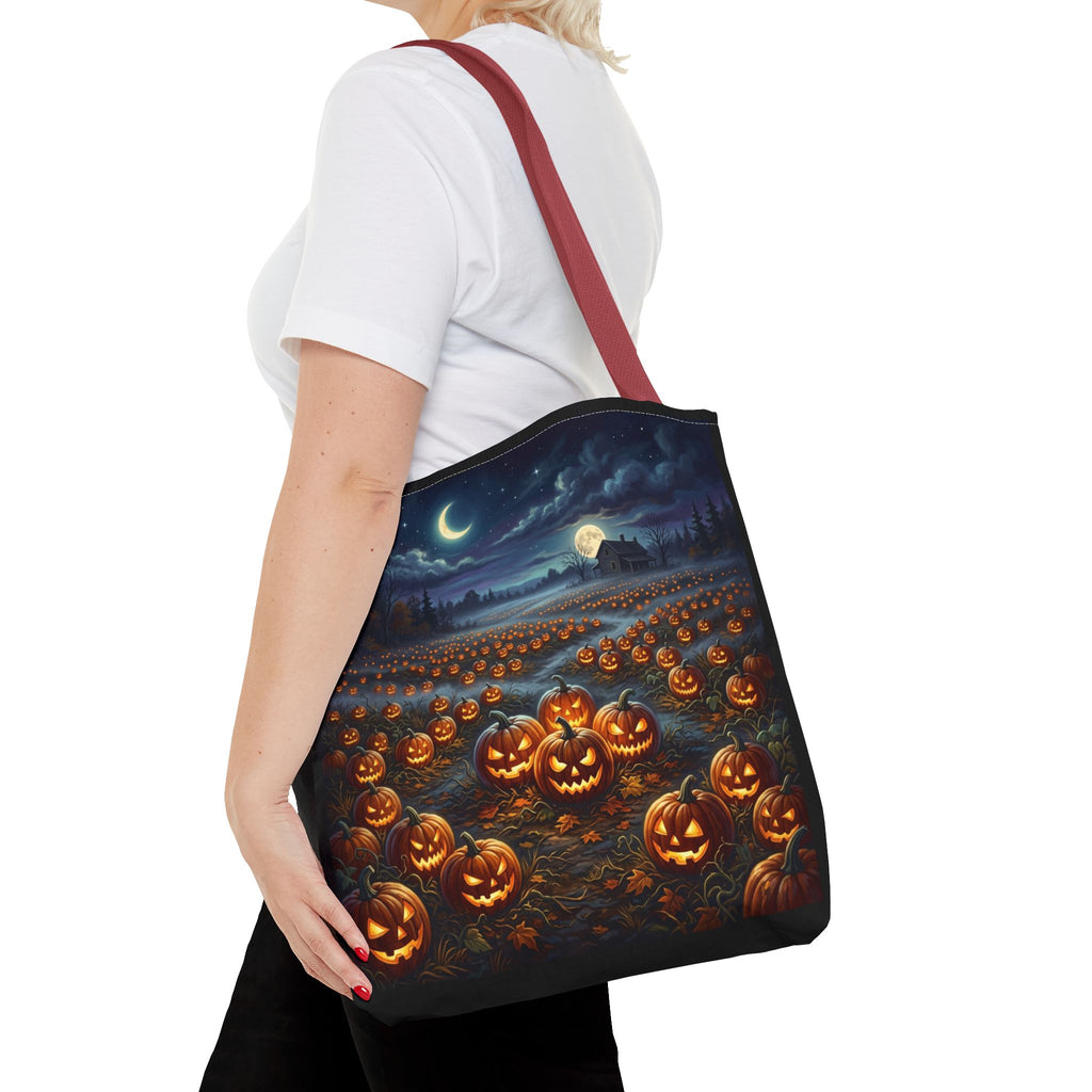 Halloween Pumpkin Patch Tote Bag — Spooky Night Jack-O'-Lantern Canvas Tote