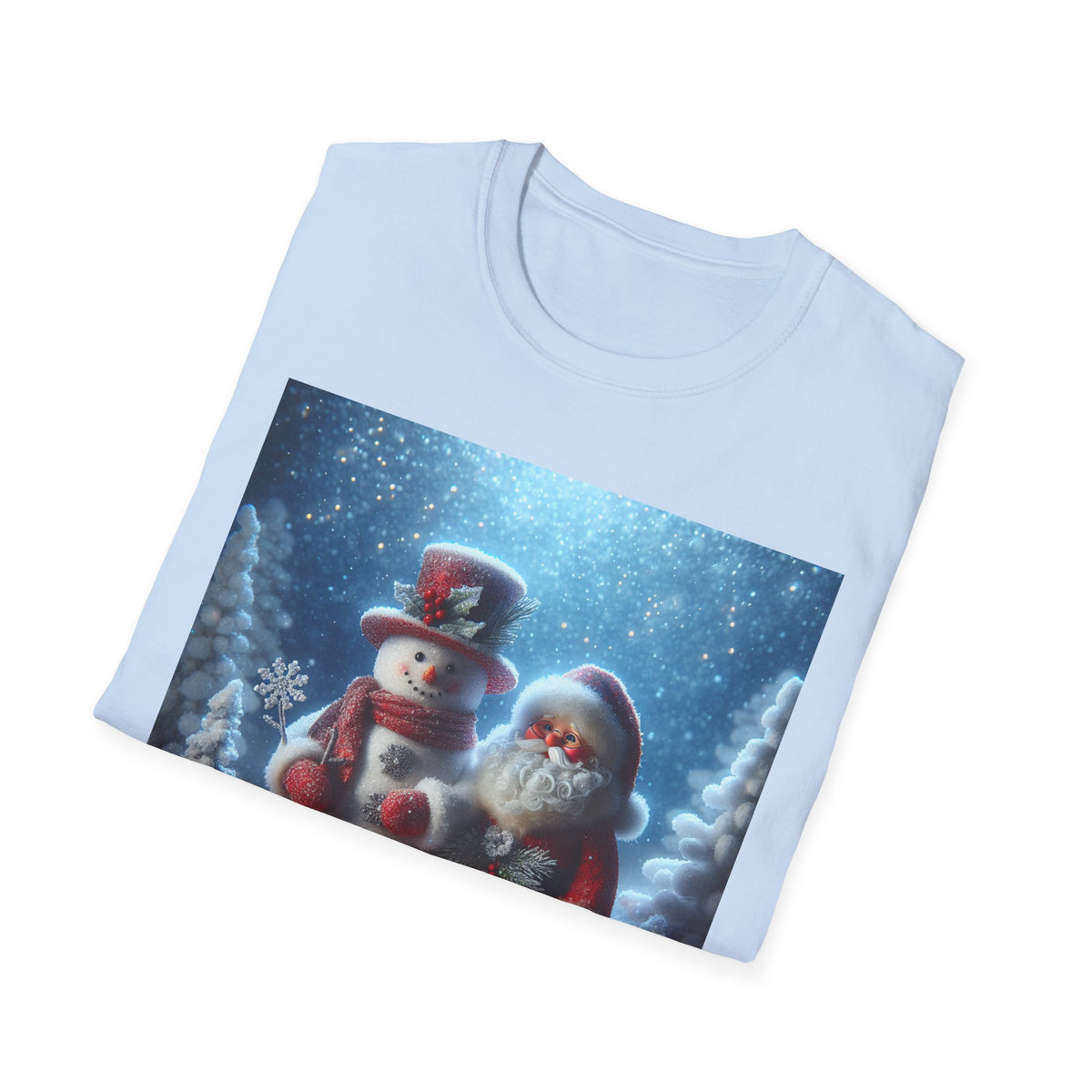 Christmas Santa & Snowman T-Shirt — Holiday Winter Scene Tee