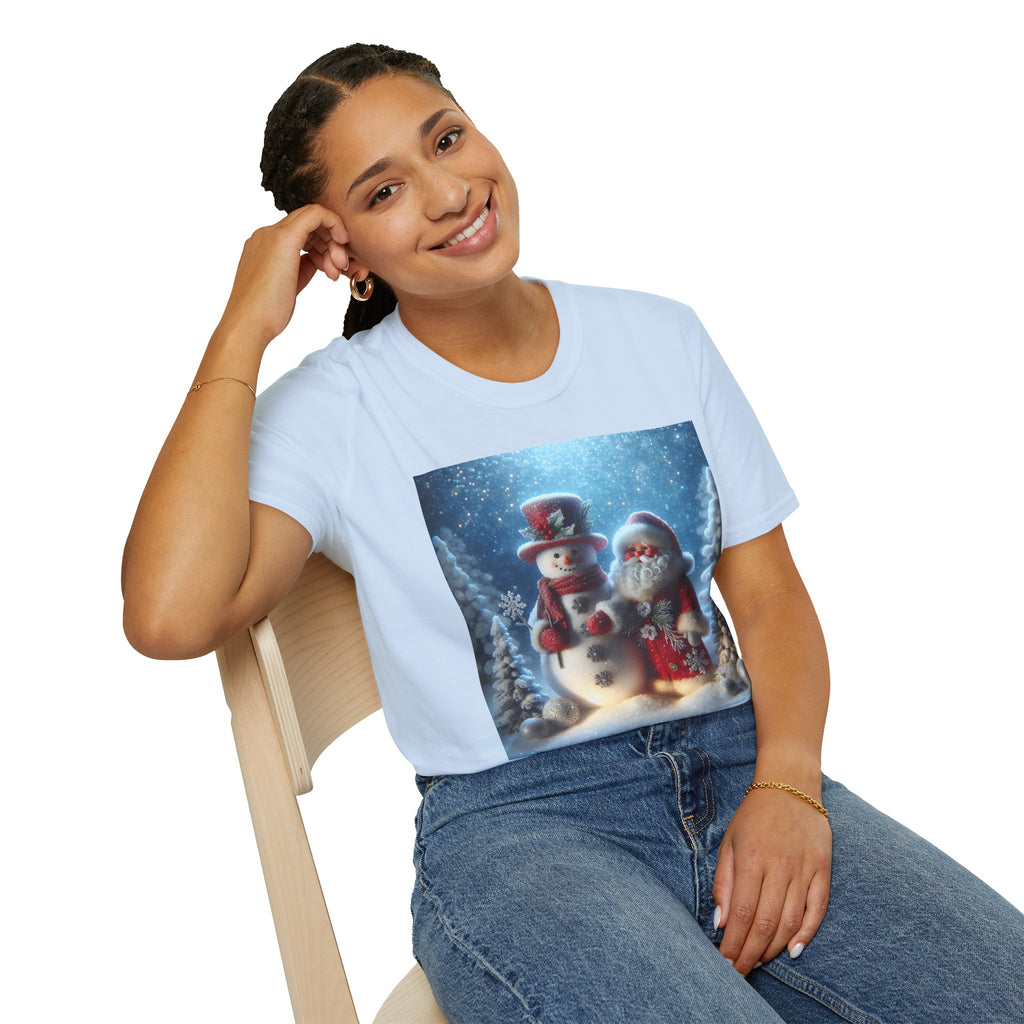 Christmas Santa & Snowman T-Shirt — Holiday Winter Scene Tee