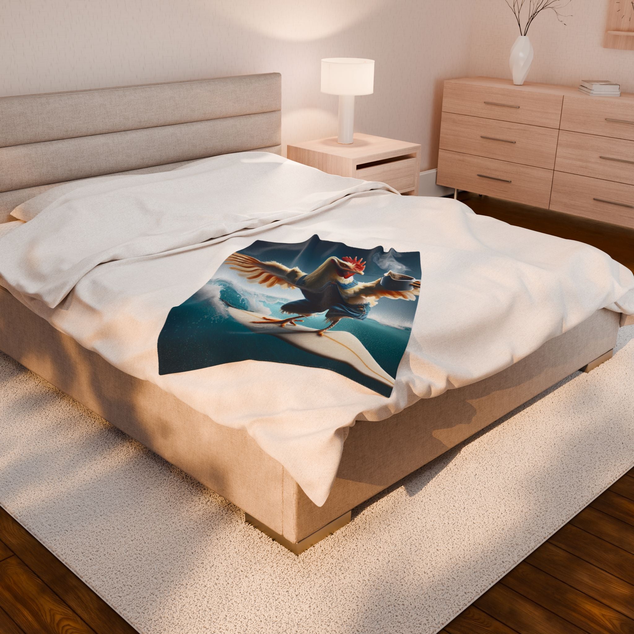 Velveteen Plush Blanket - Rooster Surfing