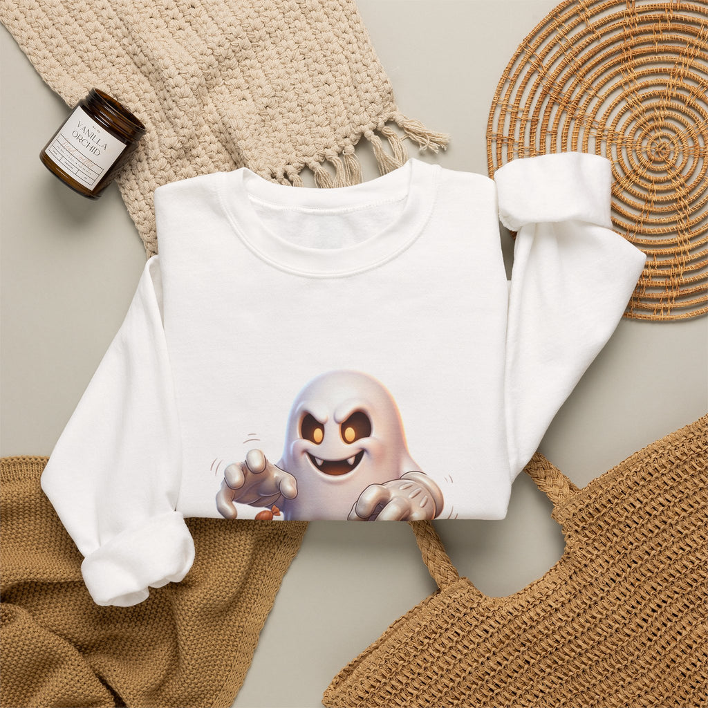 Candy Grabber Ghost Halloween Crewneck Sweatshirt