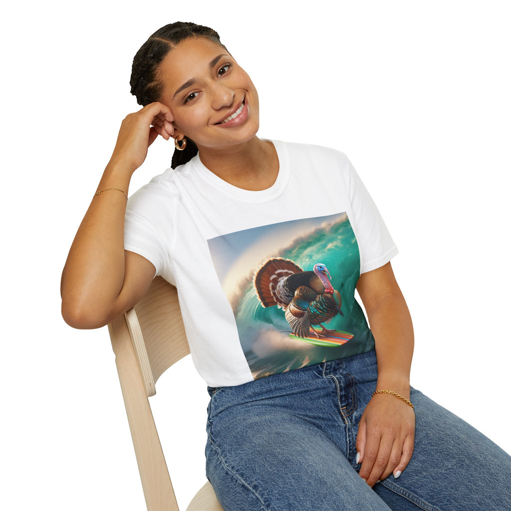 Majestic Surfing Turkey T-Shirt – Thanksgiving Wildlife Graphic Tee