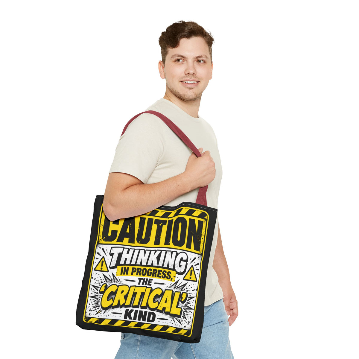 Caution Thinking in Progress Critical Kind Tote Bag