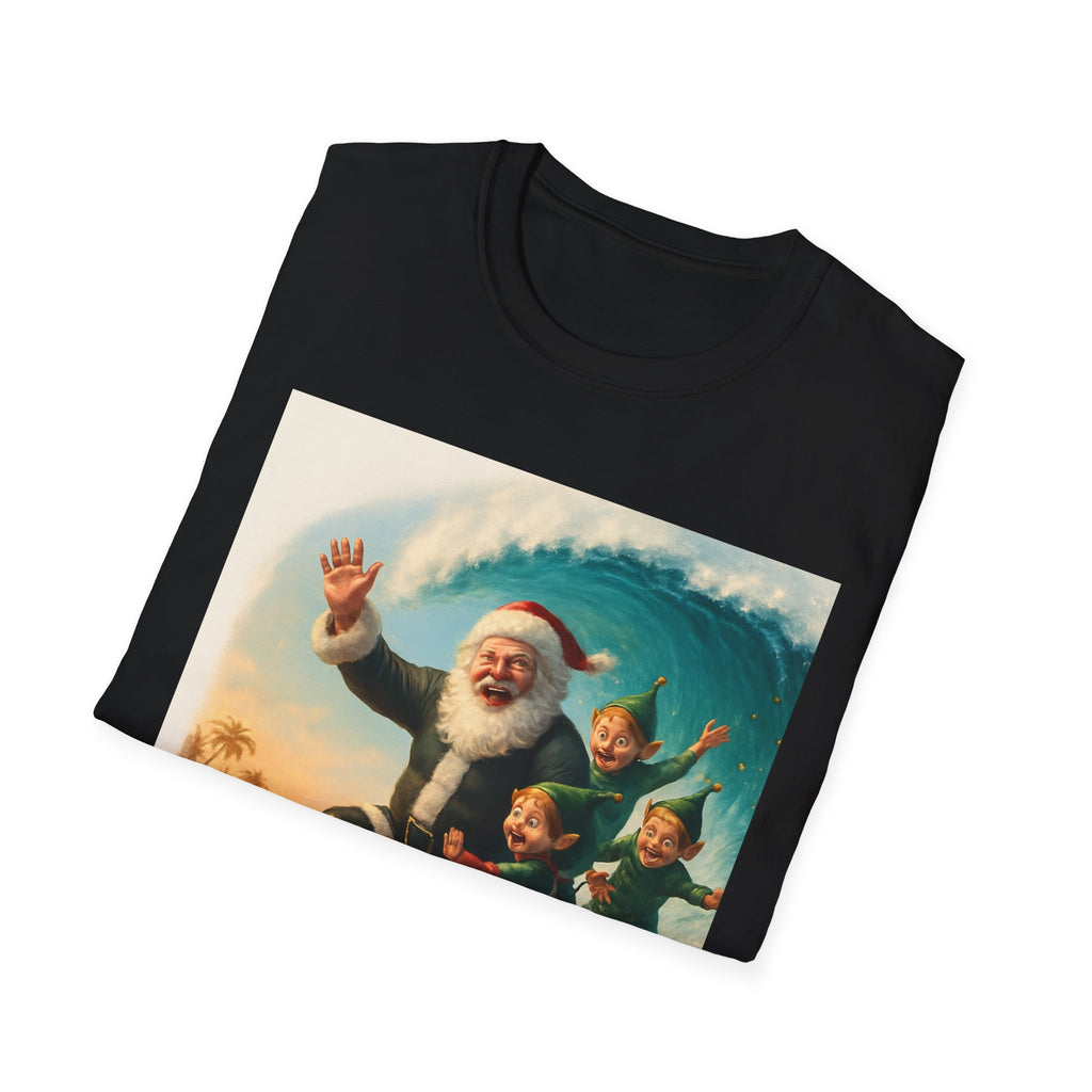 Santa Surfing T-Shirt — Retro Christmas Surfing Santa Tee