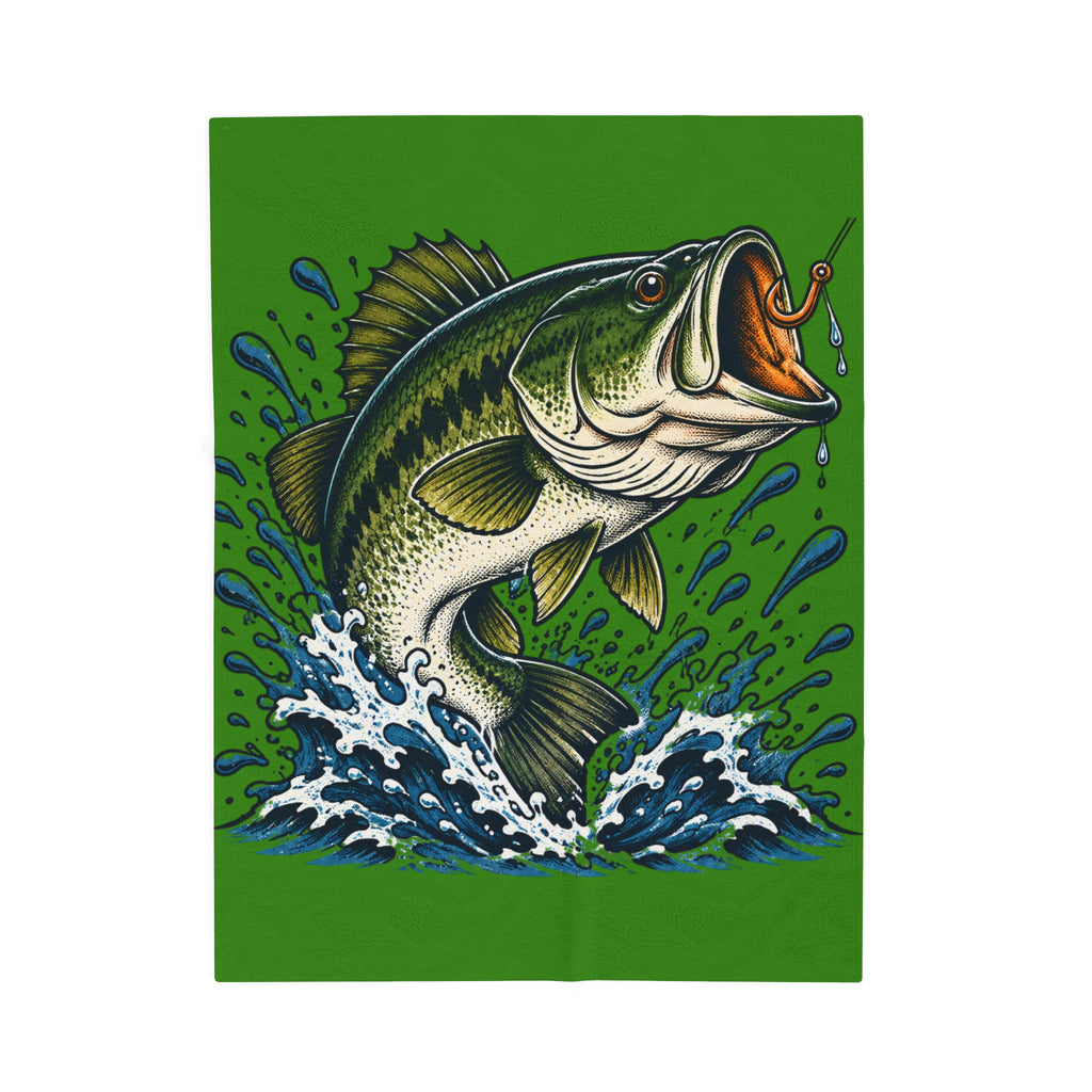 Largemouth Bass Fishing Velveteen Plush Blanket