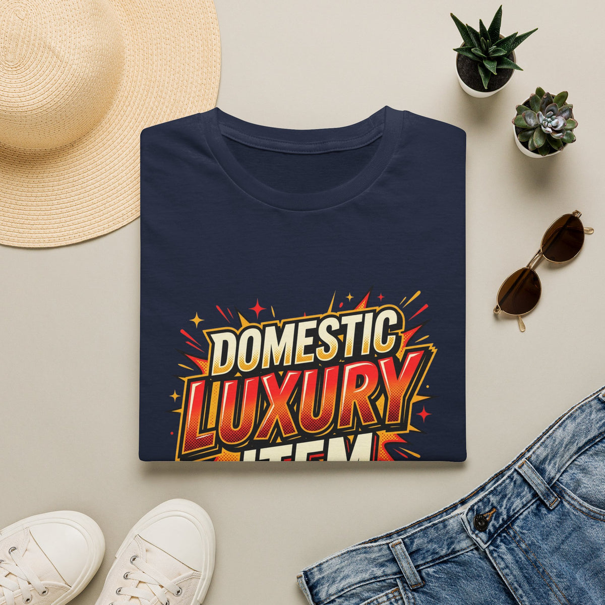 T-Shirt — "Domestic Luxury Item" Retro Comic Graphic Tee