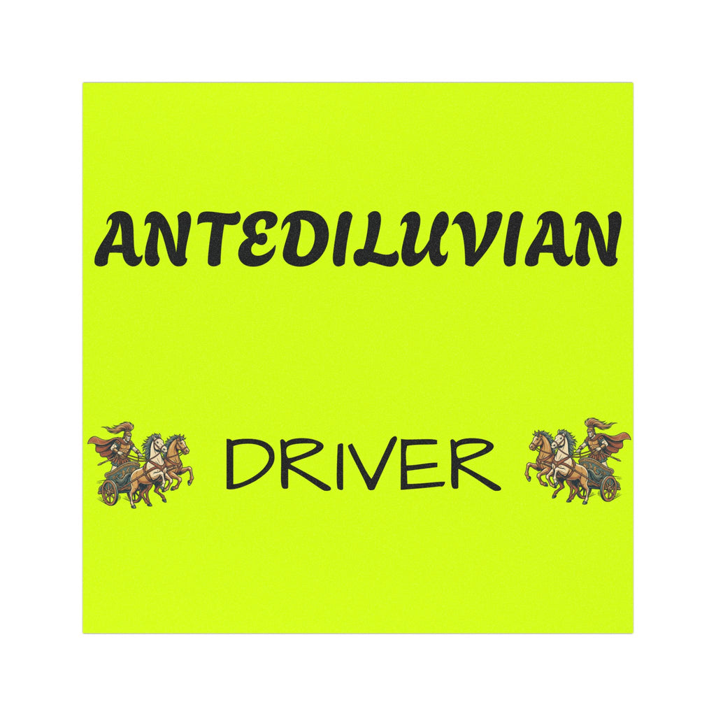 Antediluvian Driver Funny Slow & Steady Car Magnet – Yellow with Design