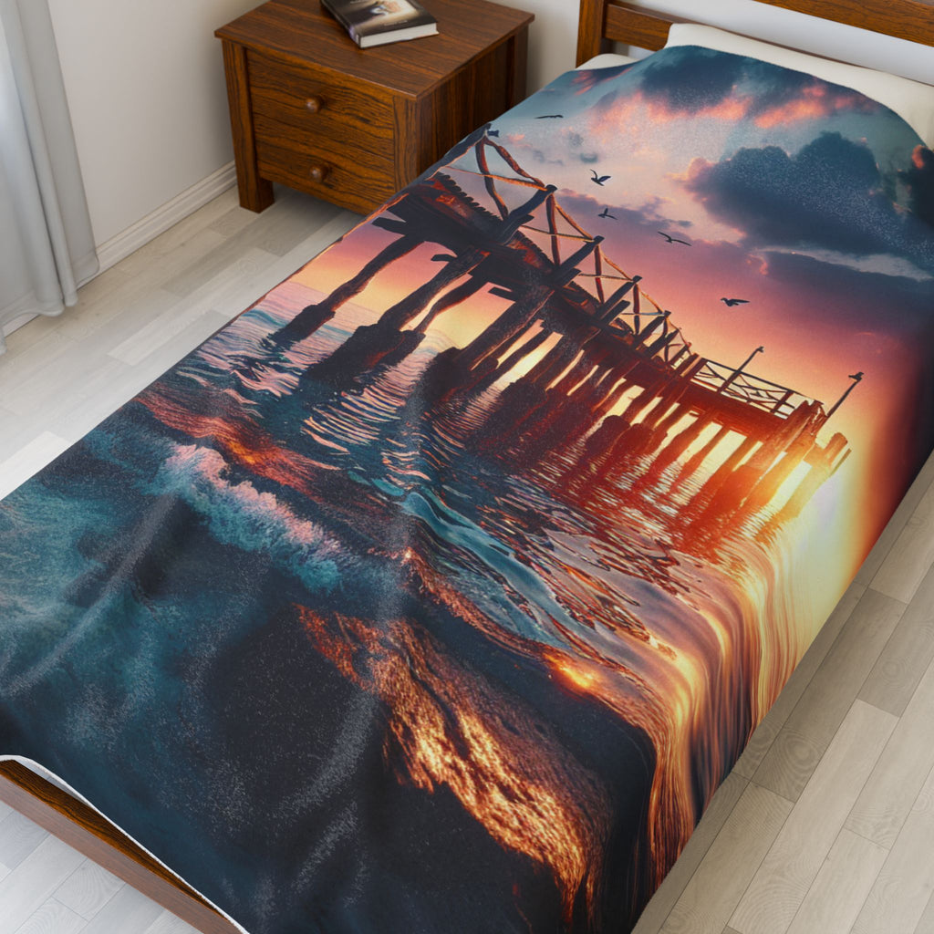 Velveteen Plush Blanket - Beach Pier