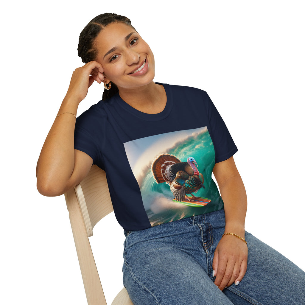 Majestic Surfing Turkey T-Shirt – Thanksgiving Wildlife Graphic Tee