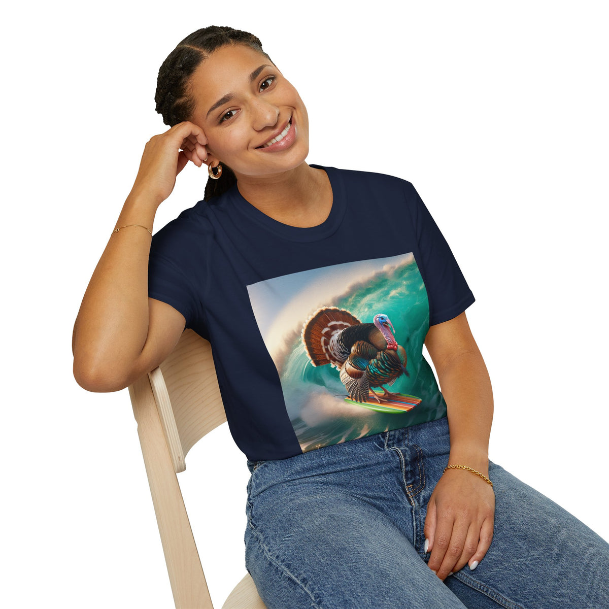 Majestic Surfing Turkey T-Shirt – Thanksgiving Wildlife Graphic Tee