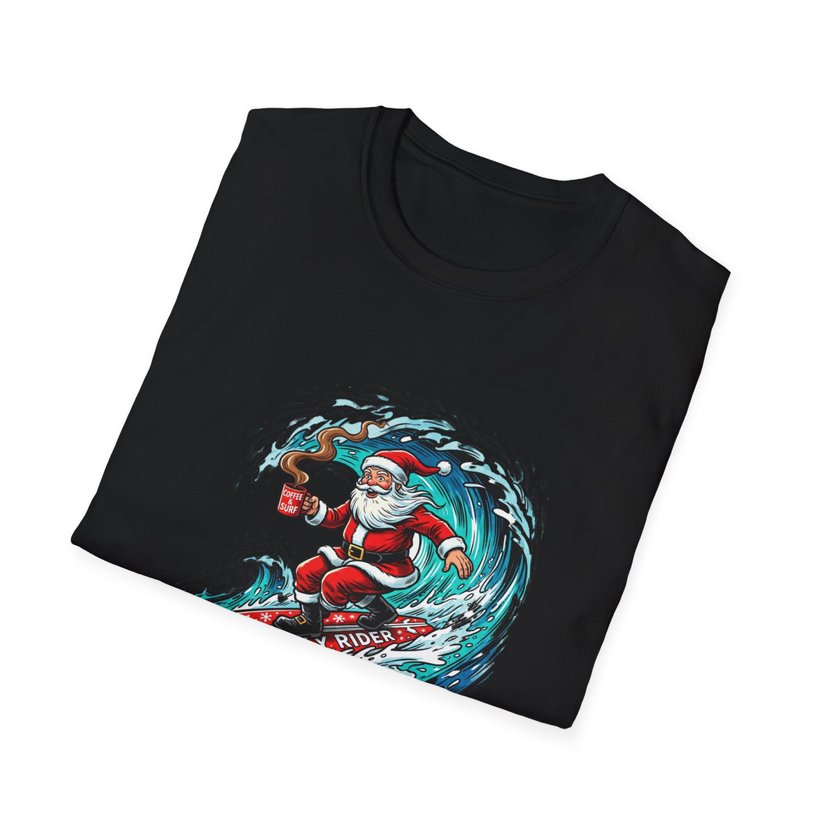 Santa Surfing T-Shirt — Surfing Santa Christmas Tee