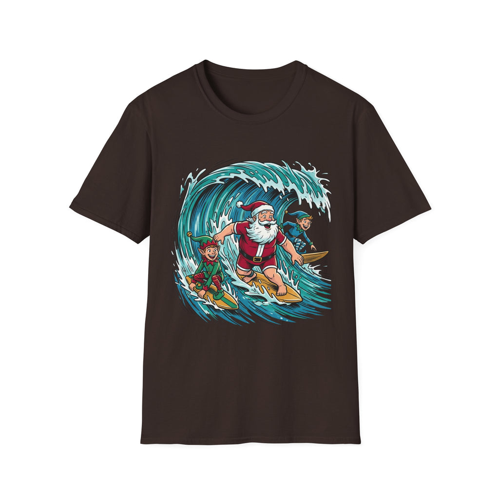 Surfing Santa T-Shirt — Christmas Beach Holiday Tee