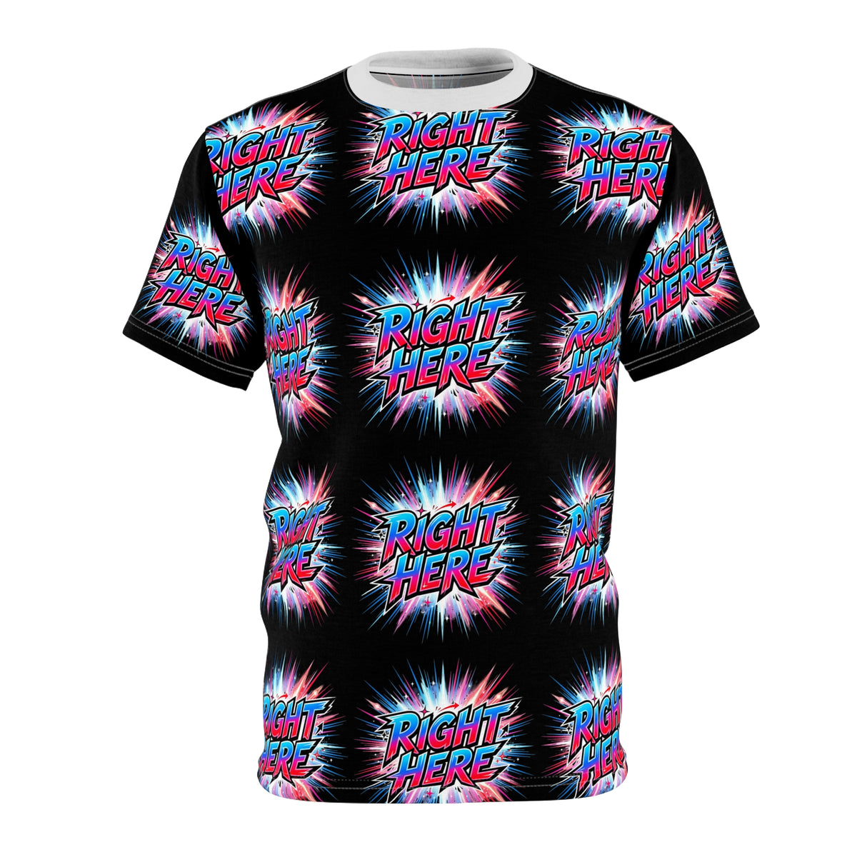 Right Here Retro Graphic Tee — All-Over Print Vaporwave T-Shirt
