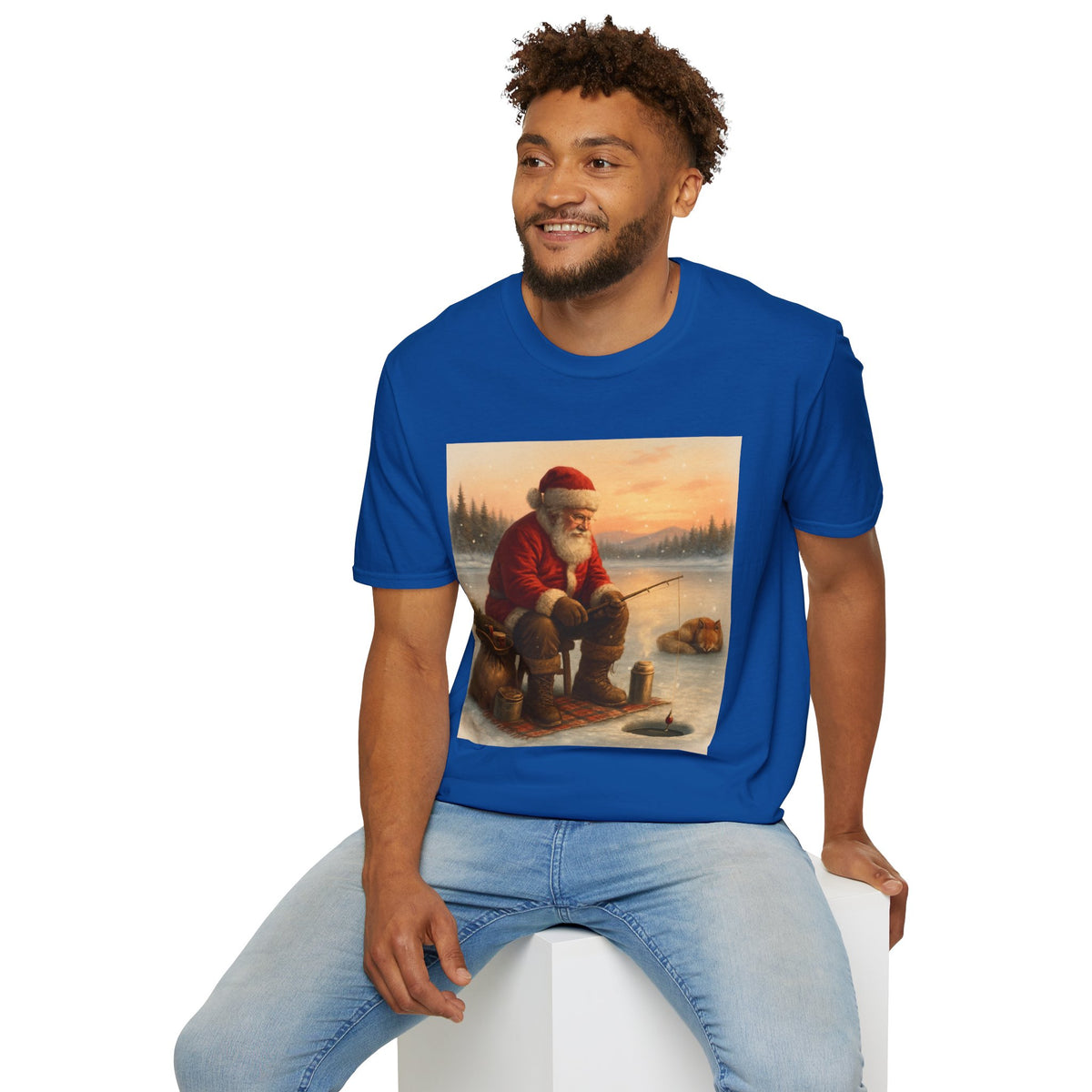 Santa Fishing Christmas T-Shirt