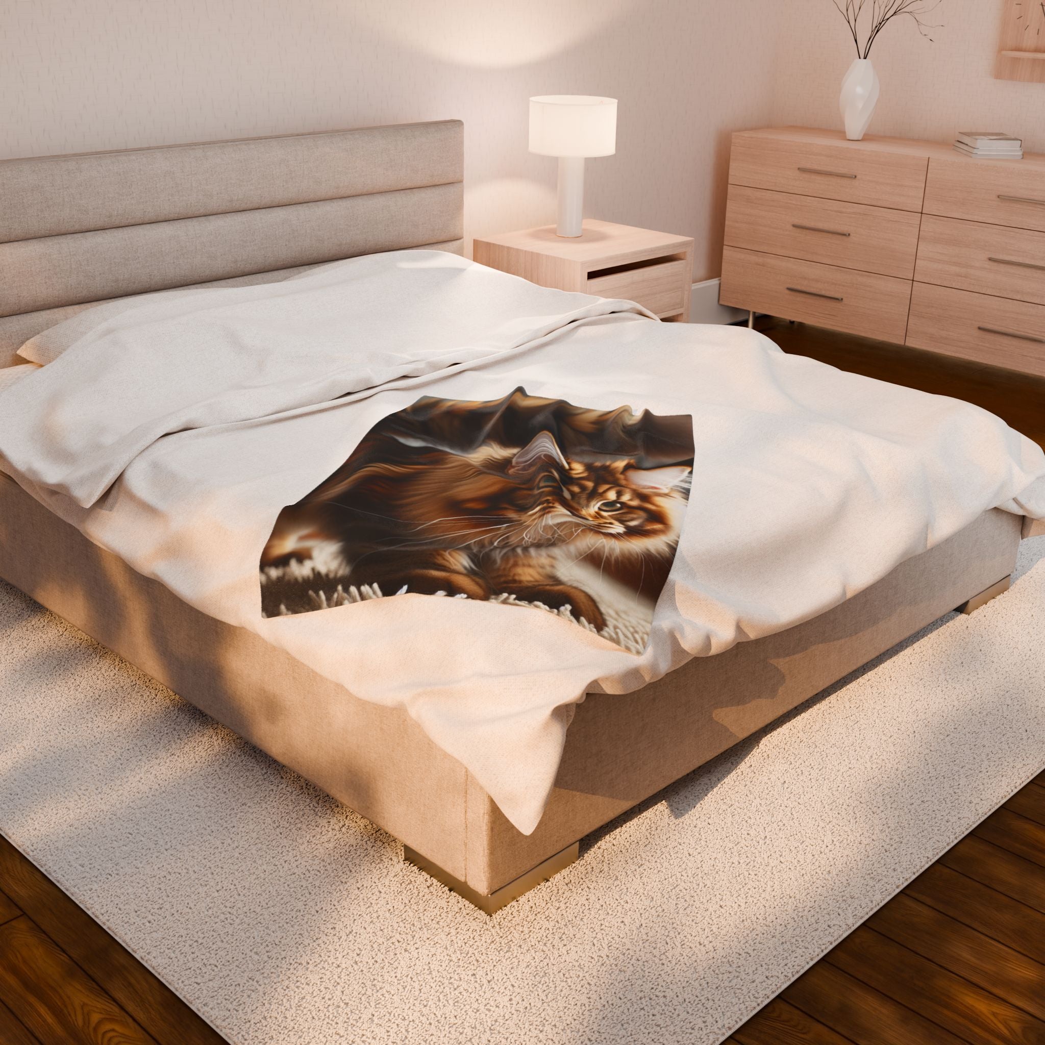 Velveteen Plush Blanket - Maine Coon Cat 2