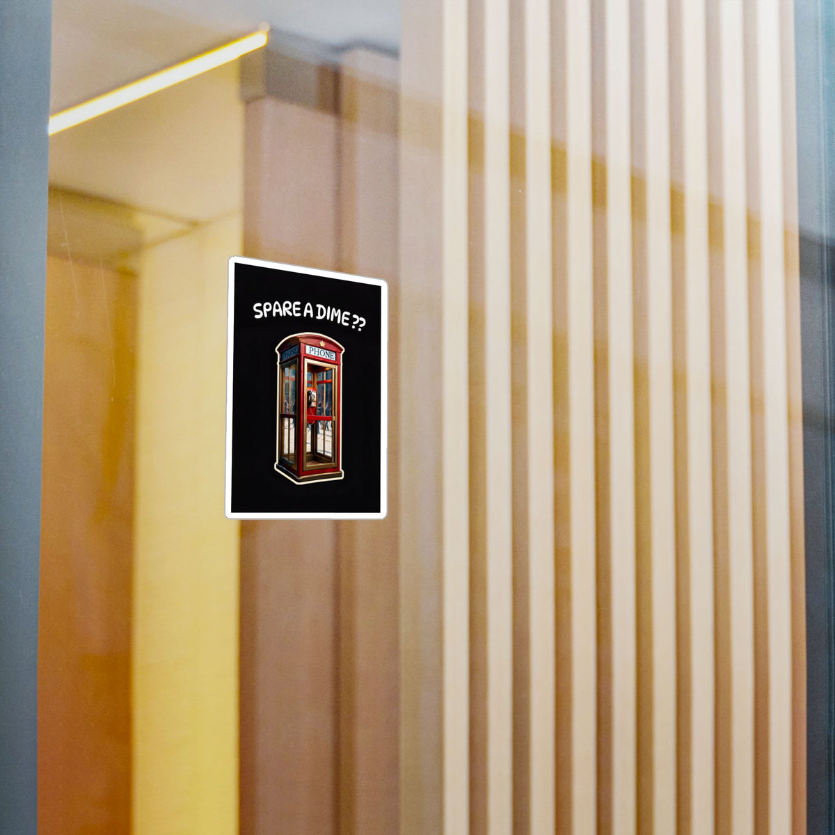 Spare a Dime? Vintage Phone Booth Kiss-Cut Vinyl Sticker