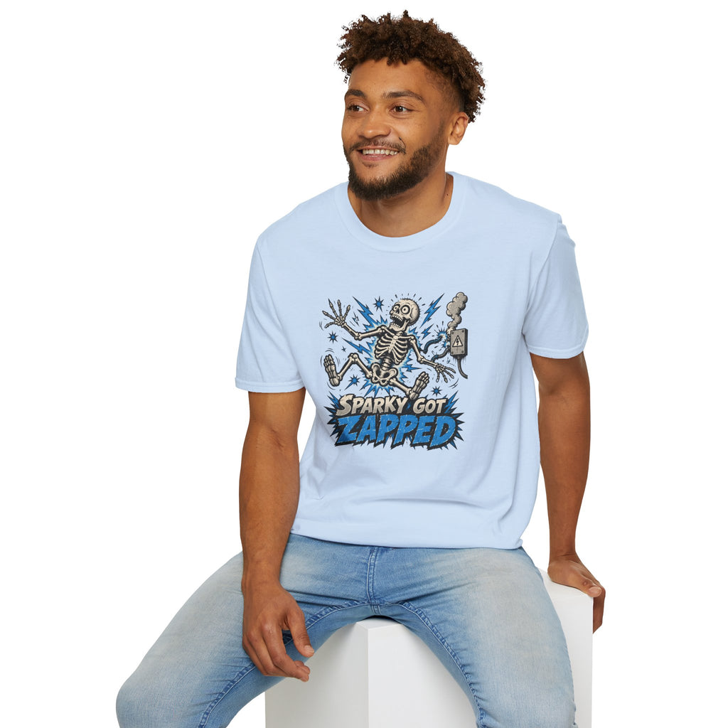 Sparky Got Zapped Skeleton Lightning T-Shirt
