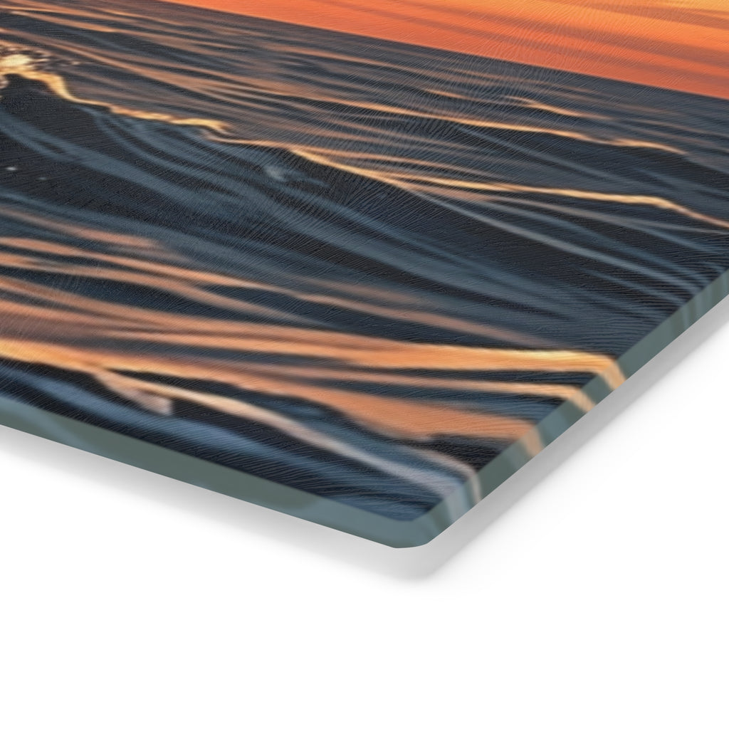 Dolphin Sunset Cutting Board — Ocean Wave Kitchen Decor