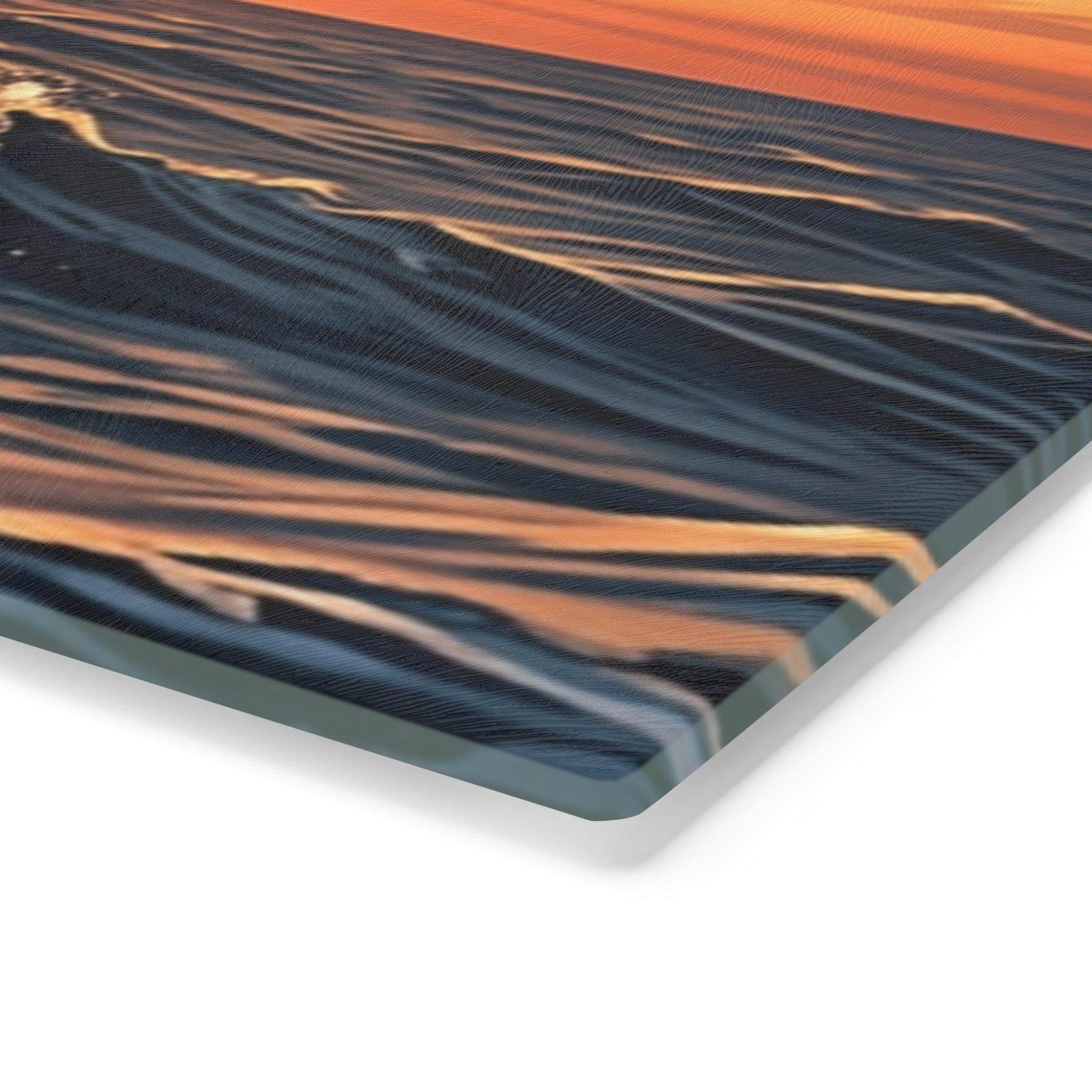 Dolphin Sunset Cutting Board — Ocean Wave Kitchen Decor