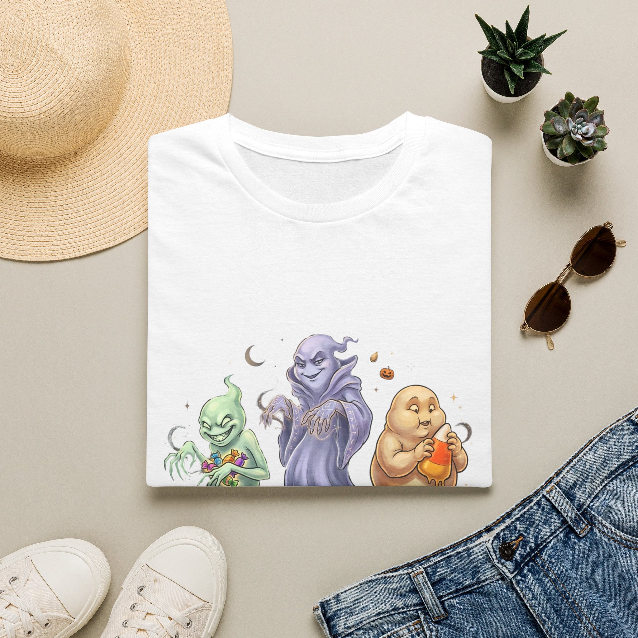 Three Quirky Ghosts Halloween Unisex Softstyle T-Shirt