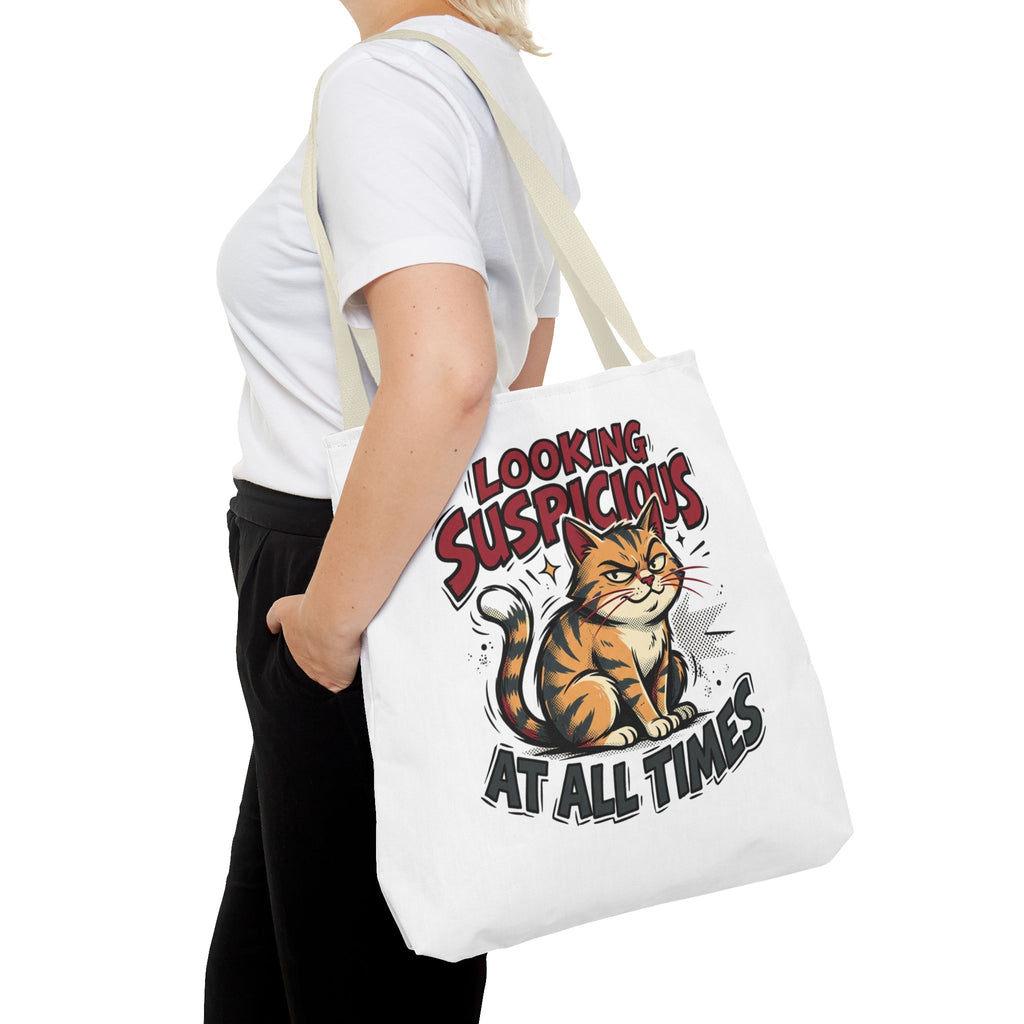 Looking Suspicious Cat Tote Bag - Funny Cat Lover Canvas Shopper