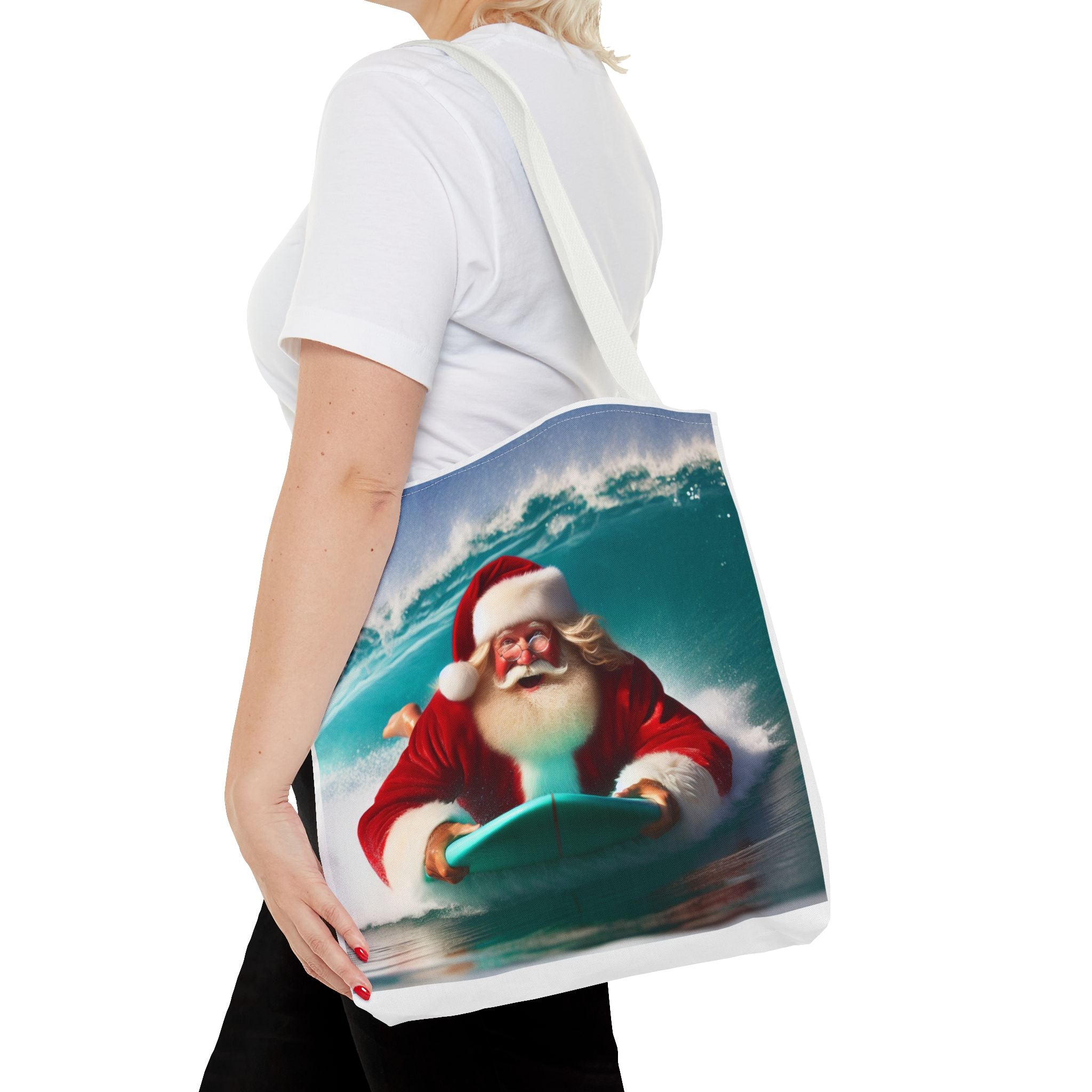 Christmas Surfing Santa Tote Bag – Festive Beach Holiday Shopper