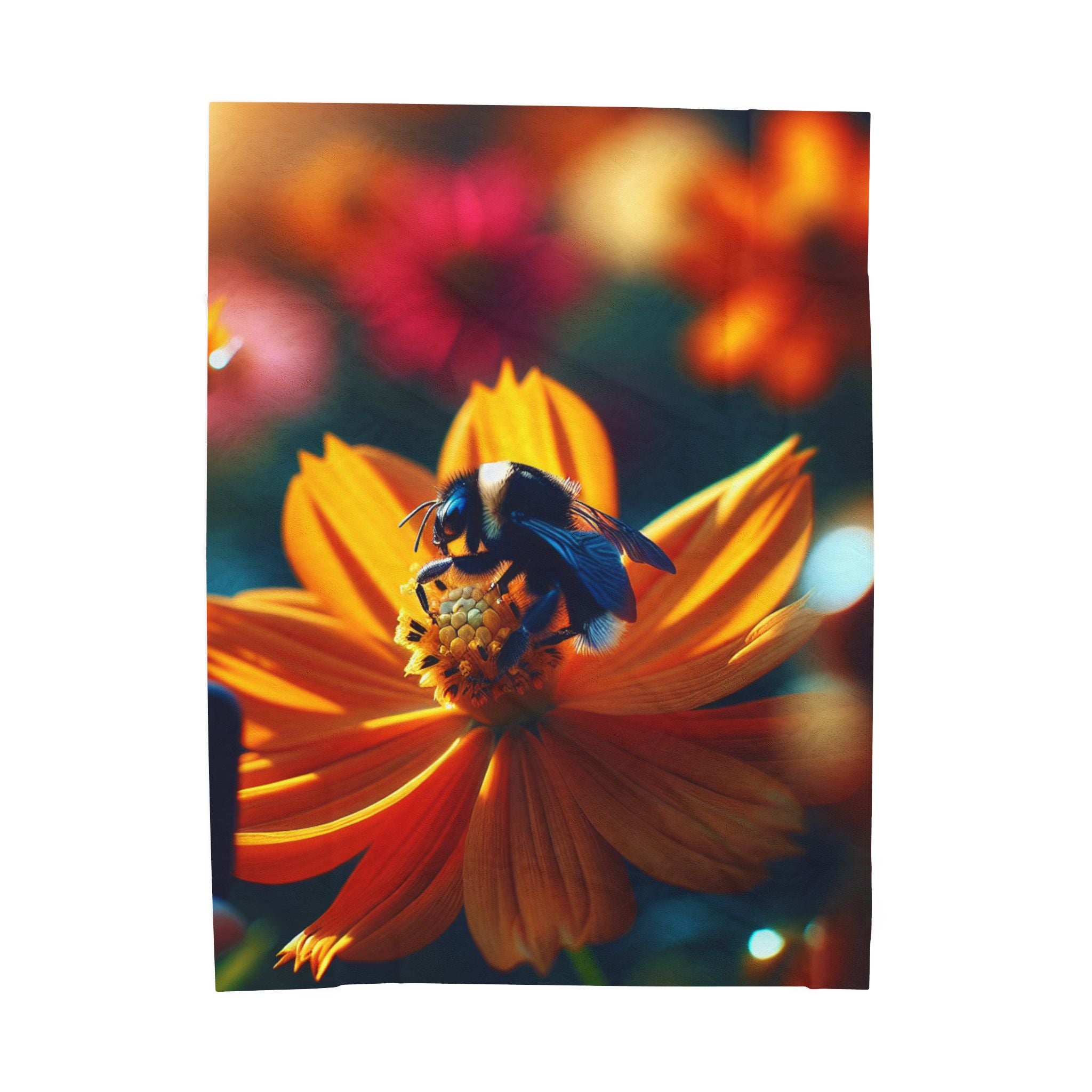 Velveteen Plush Blanket - Bee on Flower