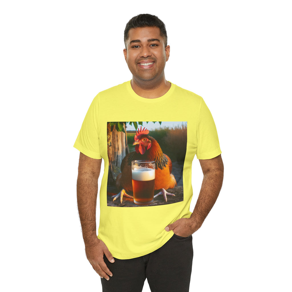 Funny Rooster with Beer Graphic Unisex T-Shirt