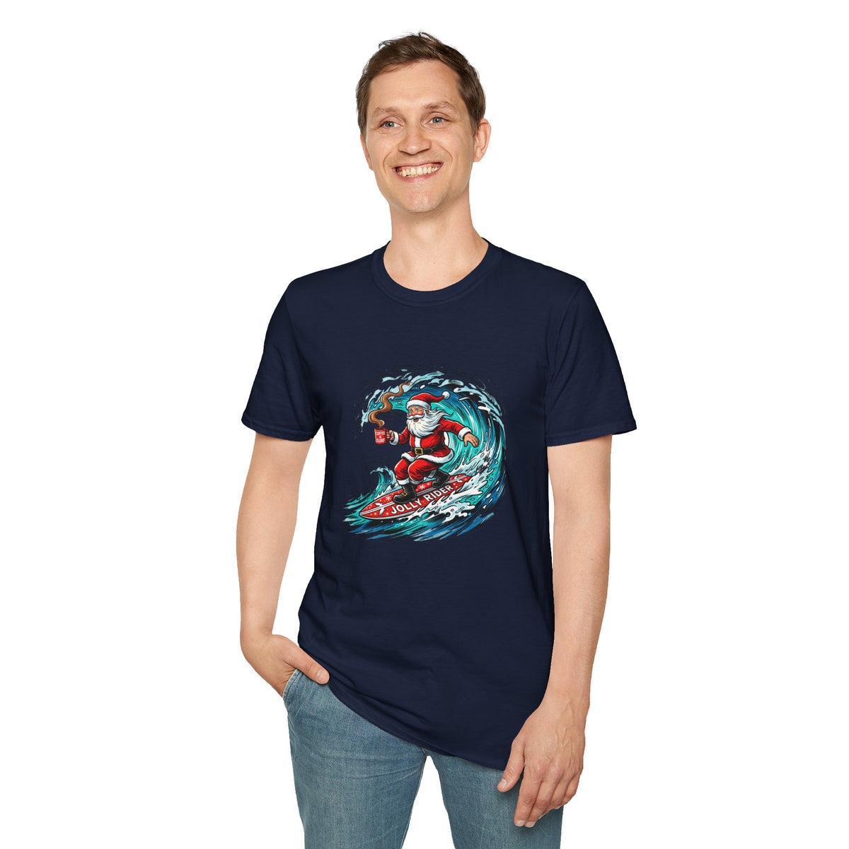 Santa Surfing T-Shirt — Surfing Santa Christmas Tee