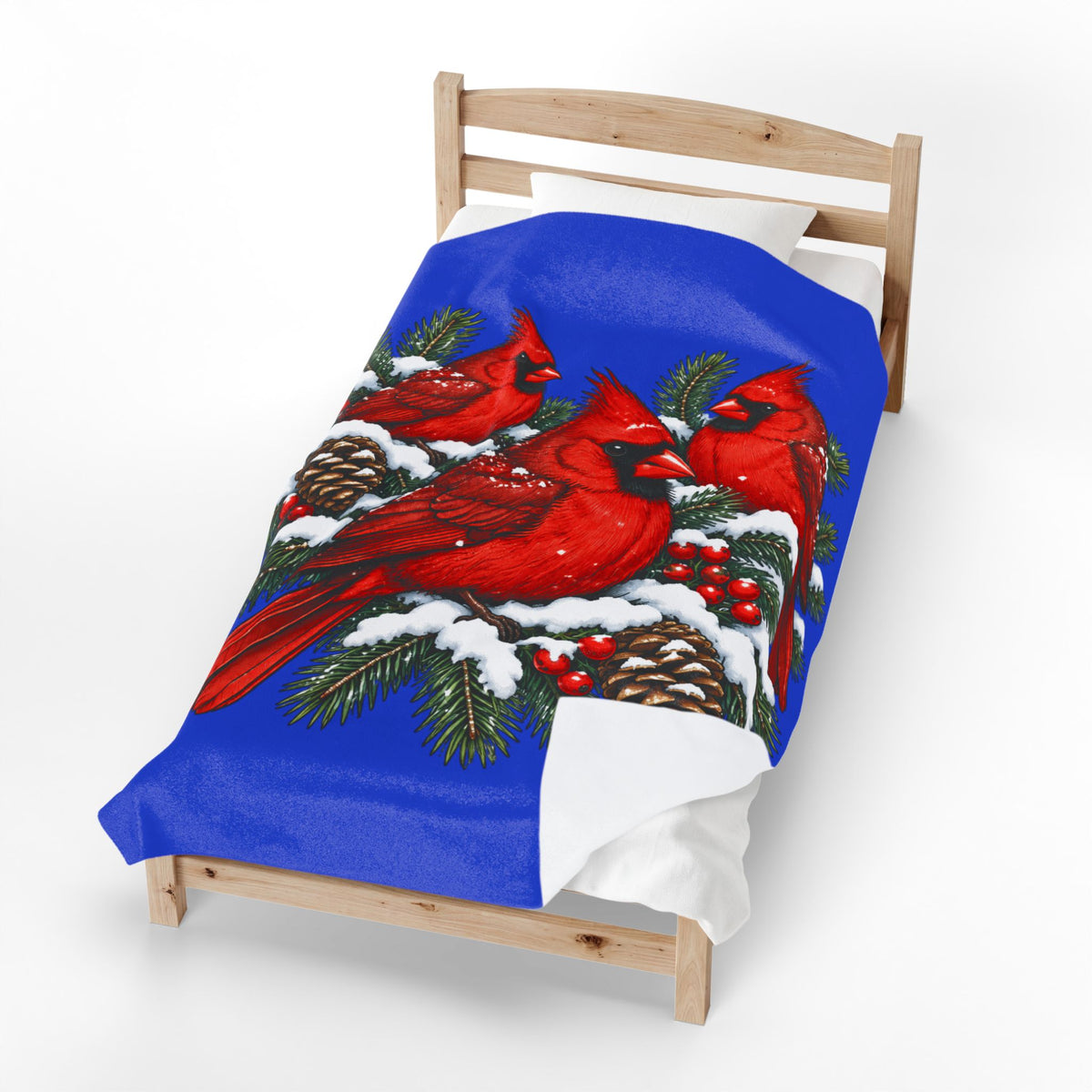 Cardinal Christmas Velveteen Plush Blanket