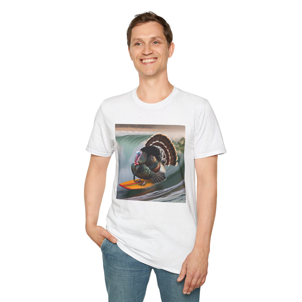 Surfing Turkey T-Shirt — Funny Thanksgiving Surfboard Graphic Tee