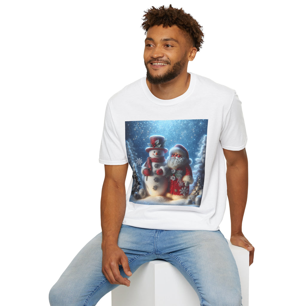 Christmas Santa & Snowman T-Shirt — Holiday Winter Scene Tee
