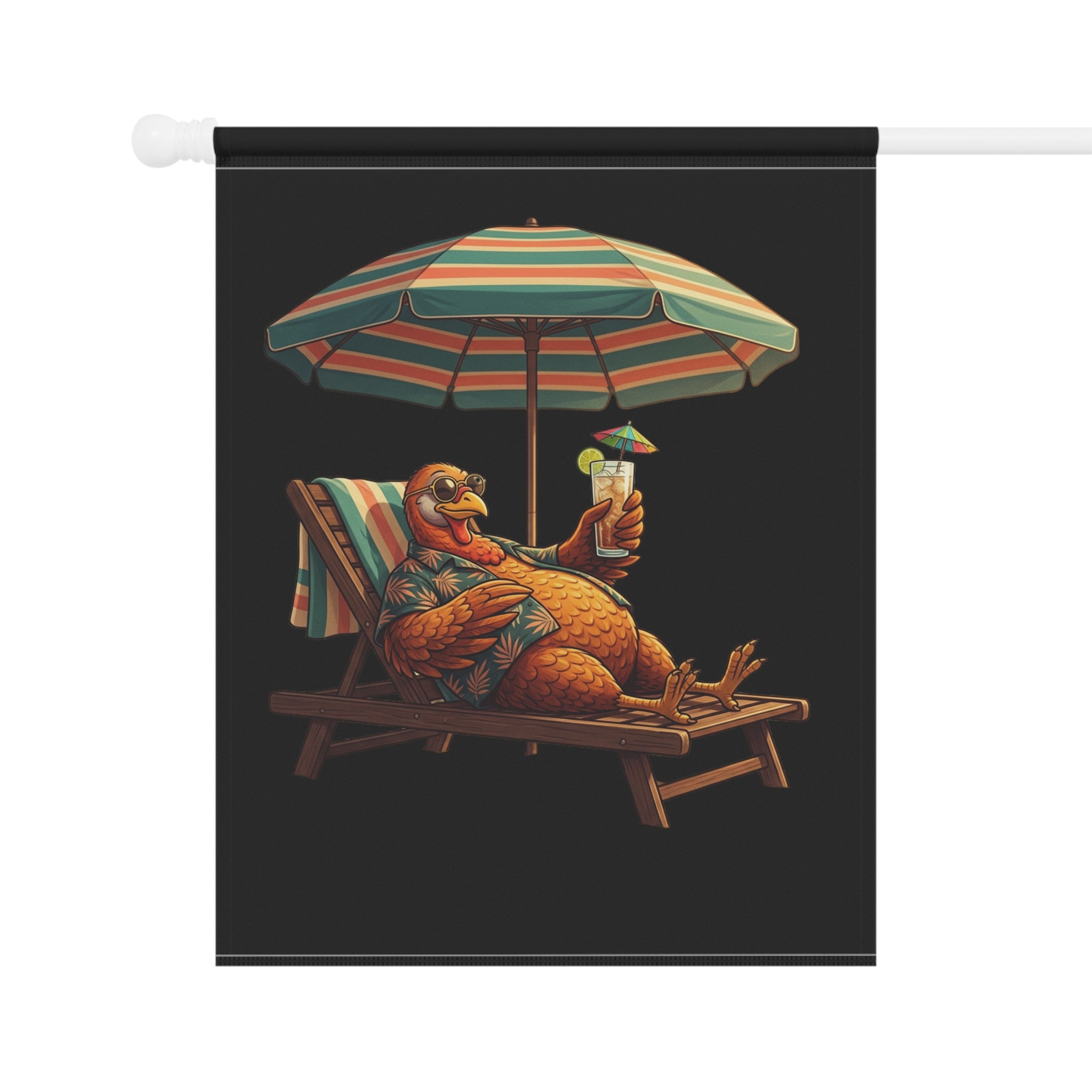 Garden Flag — Relaxed Turkey Lounging With Drink Garden & House Banner