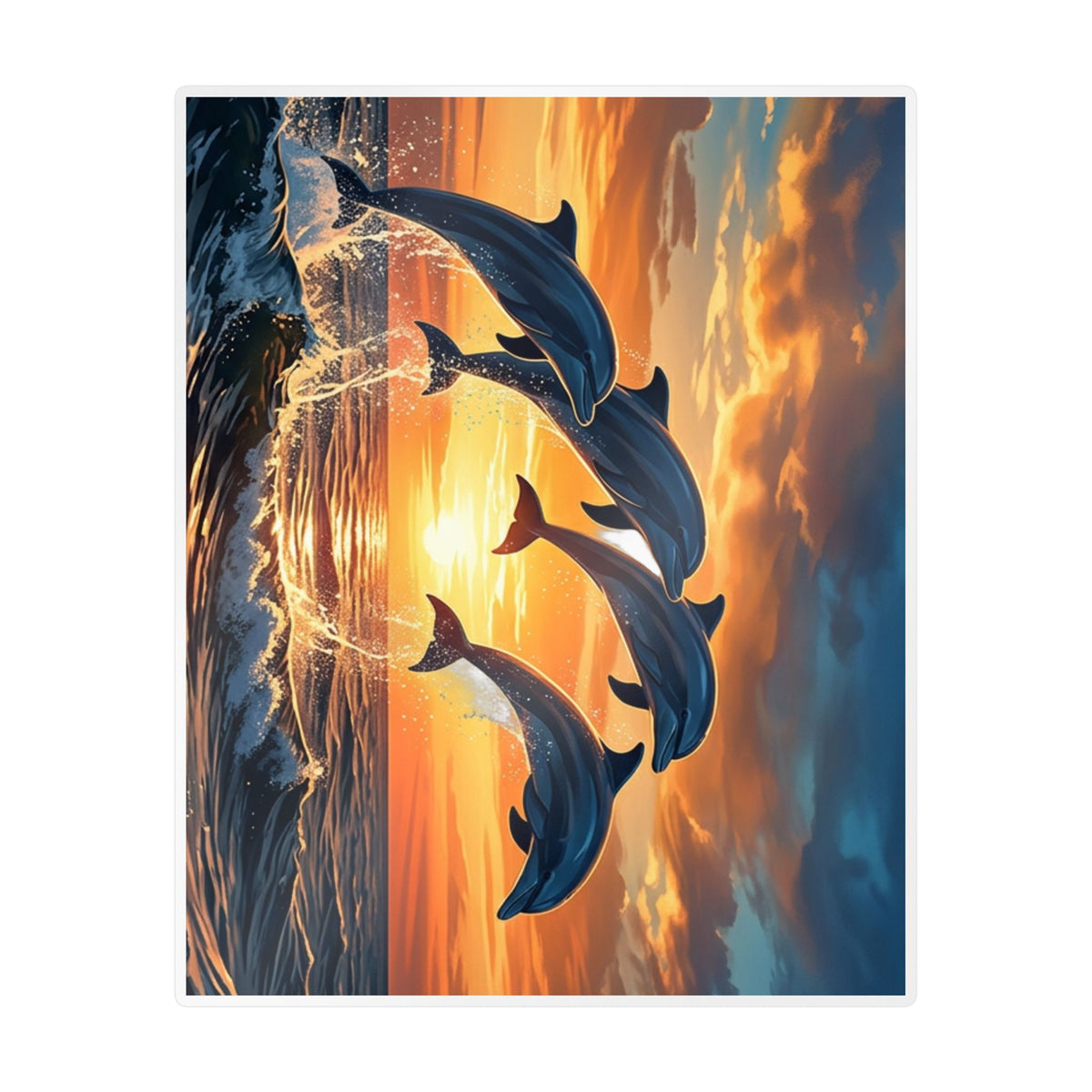 Dolphin Sunset Kiss-Cut Vinyl Decal