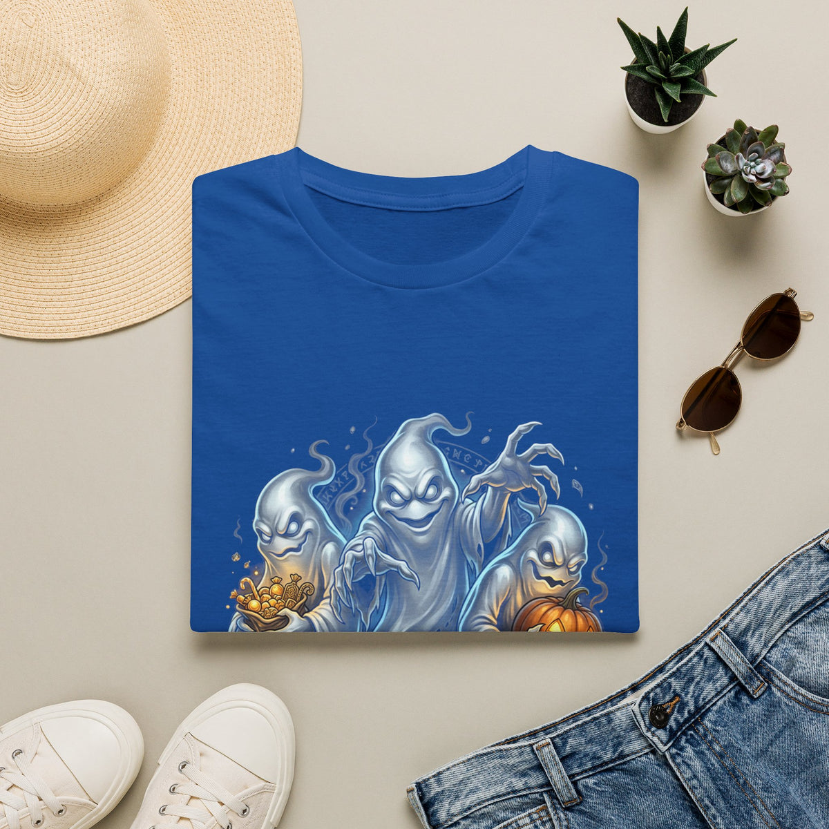 Three Menacing Ghosts Halloween Unisex Softstyle T-Shirt